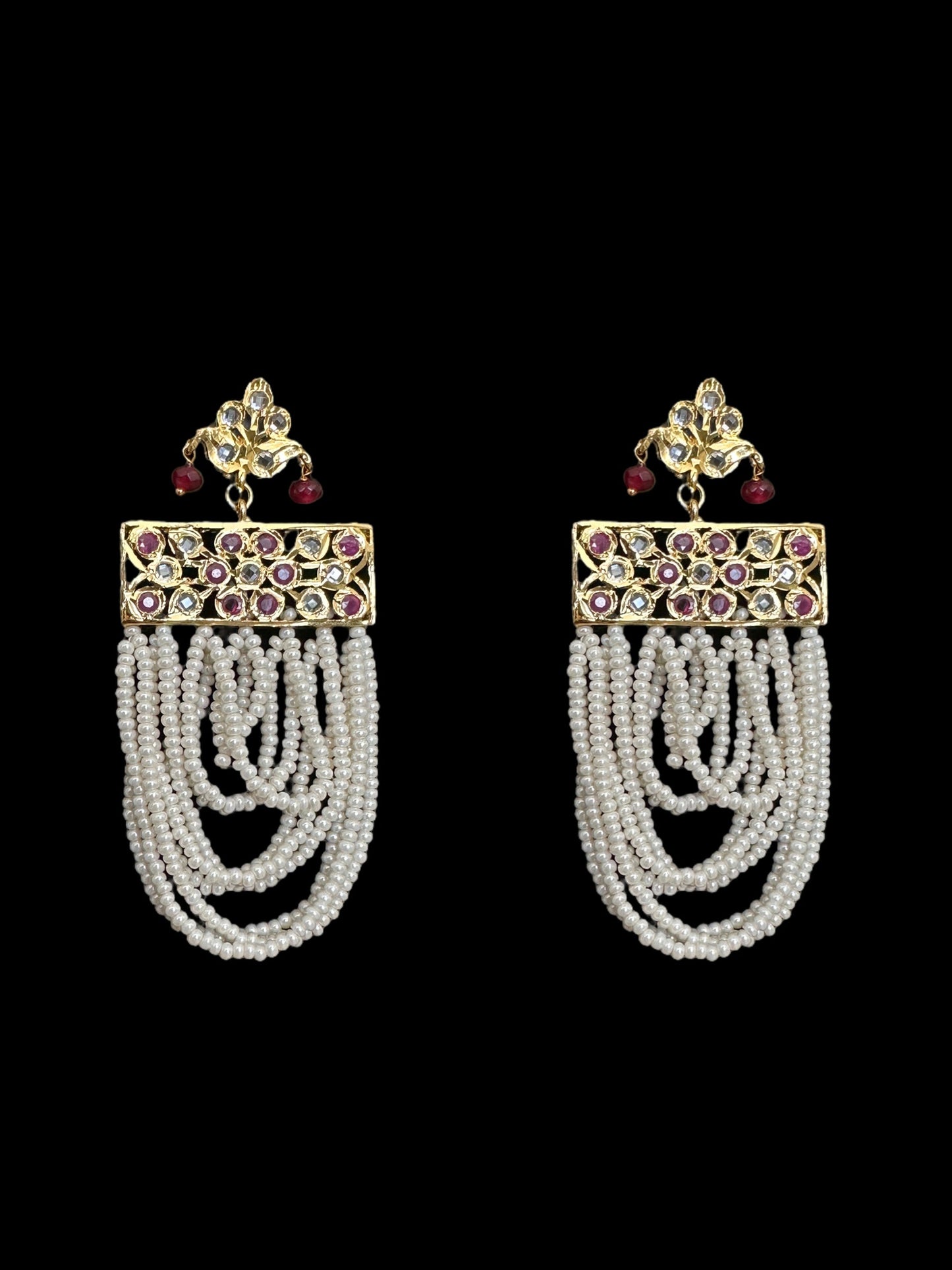 DLN64 pearl Rani haar with beads ( READY TO SHIP )