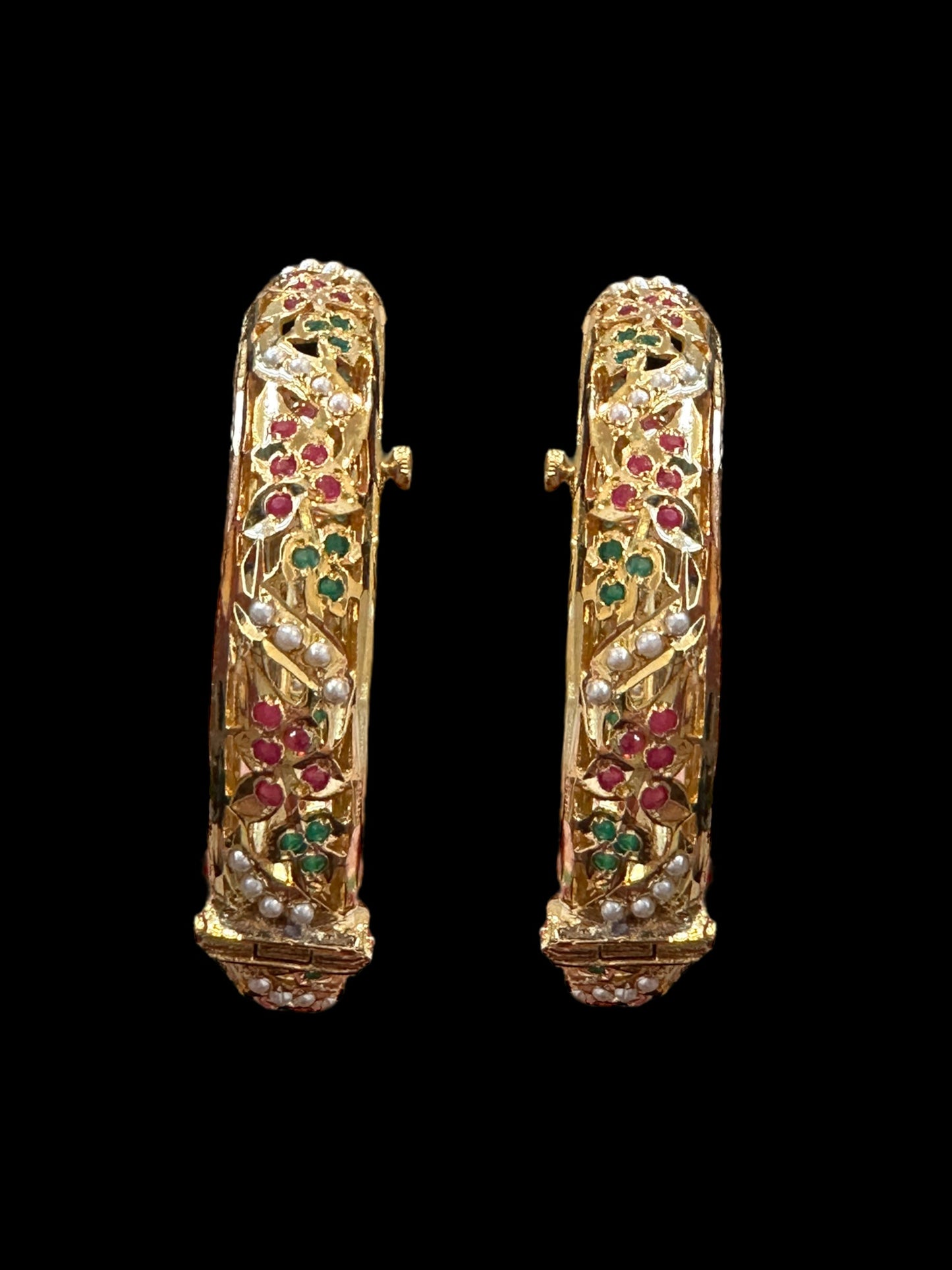B197 Jadau bangles ( ruby emerald ) ( READY TO SHIP)