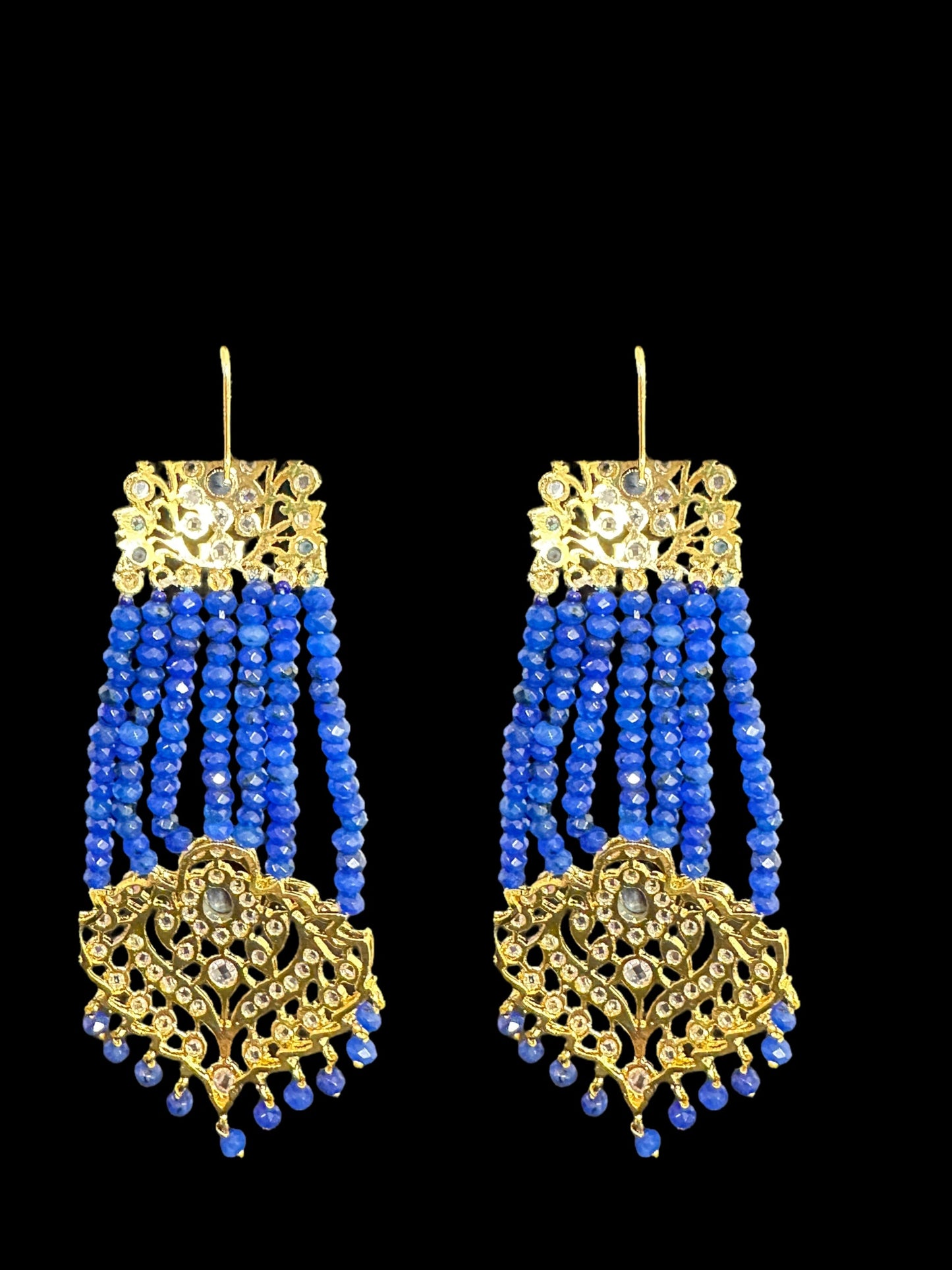 DER536 Ekta Hyderabadi jhoomar earrings - blue ( READY TO SHIP )