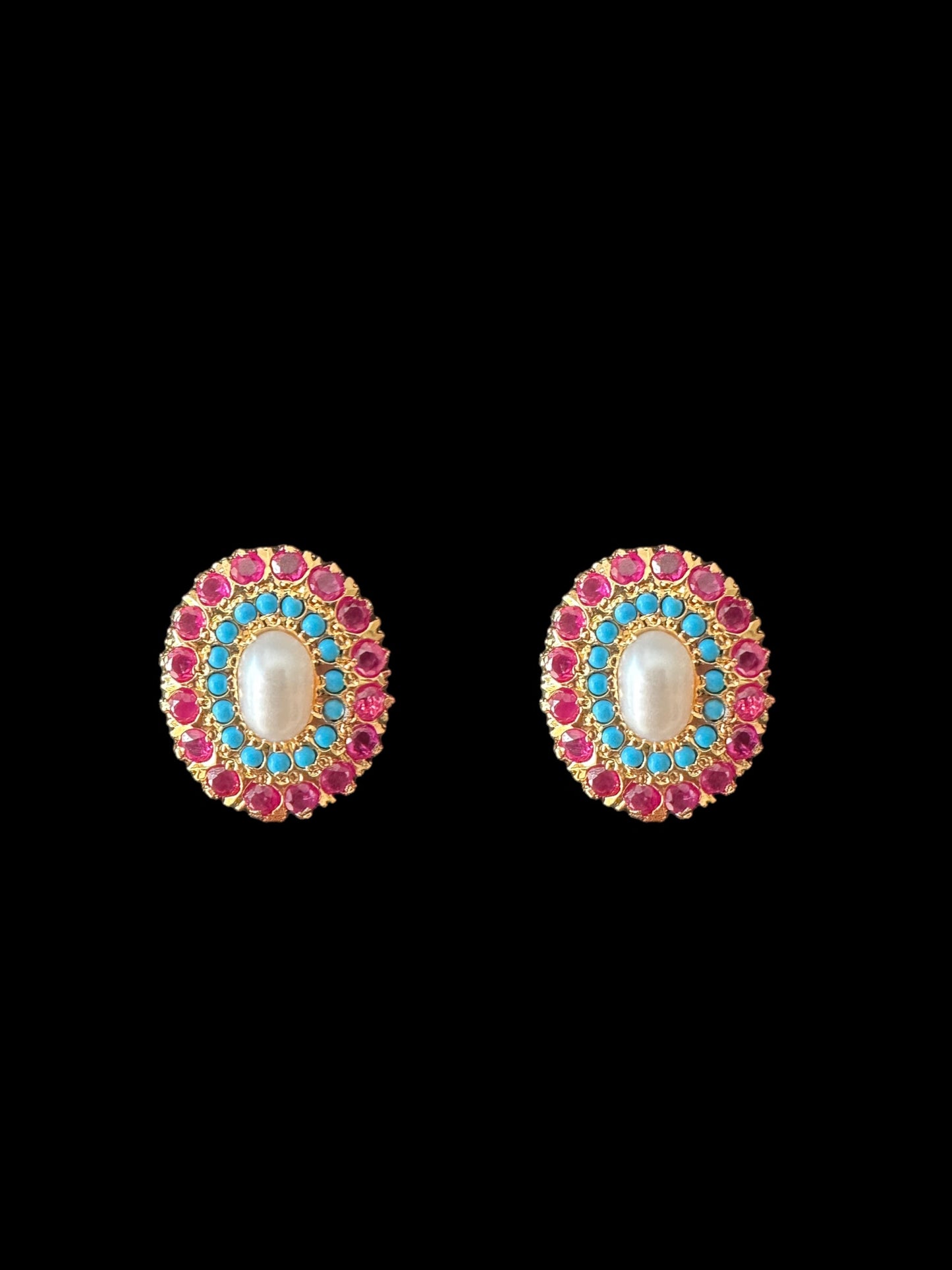 Gold plated jadau silver pendant set in ruby turquoise ( SHIPS IN 4 WEEKS )