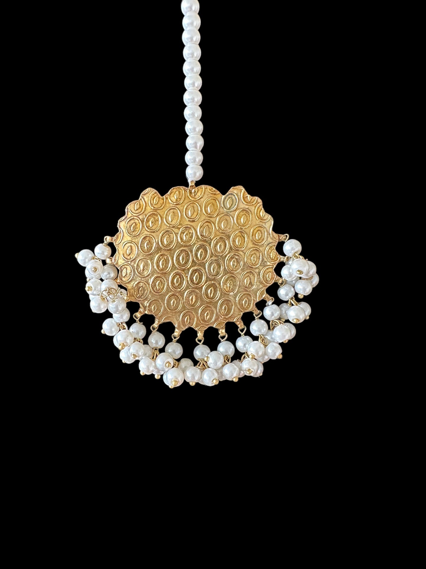 DJTK194 gold plated tika in kundan and pearls ( READY TO SHIP )