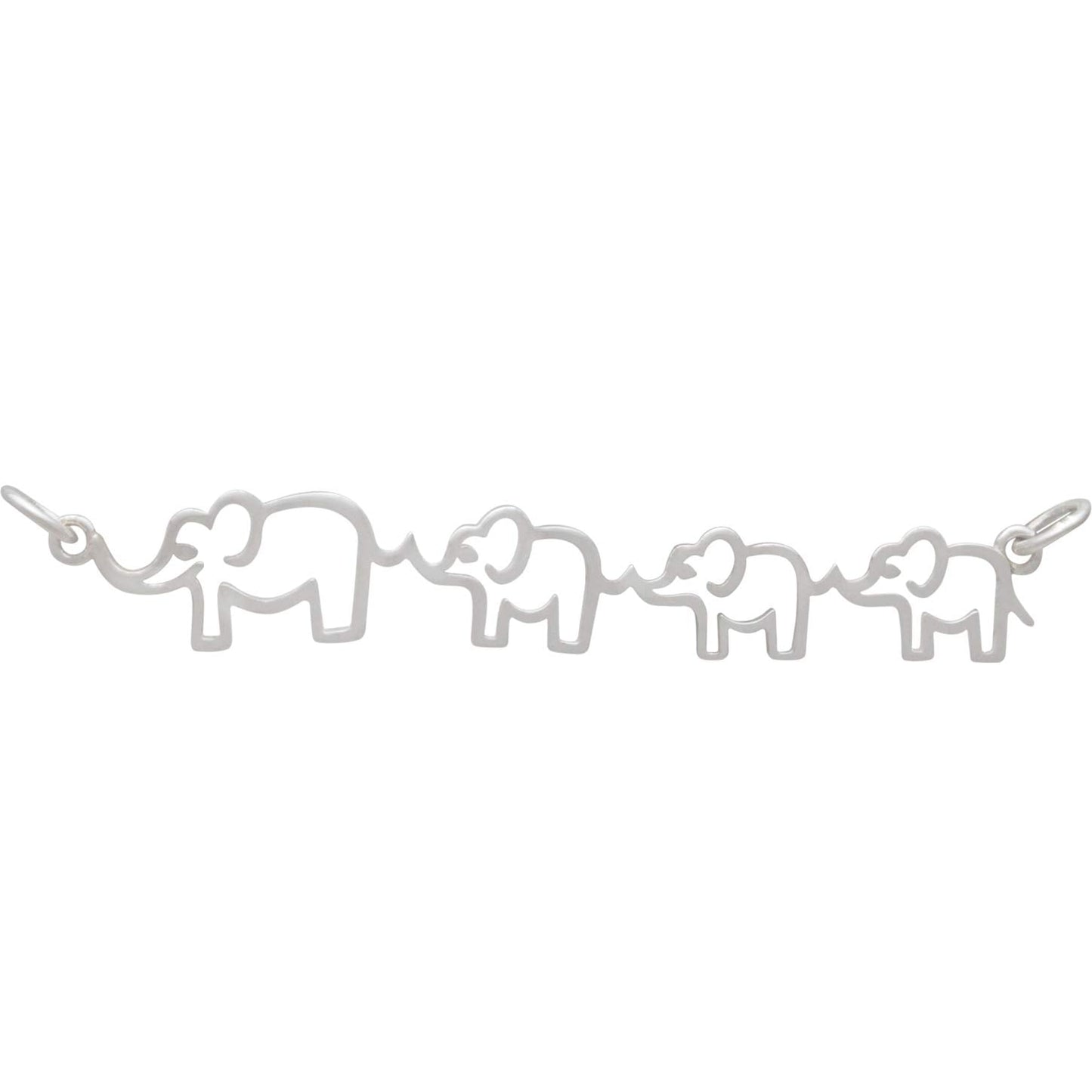 Mama Elephant and 3 Babies Necklace – Sterling Silver Family Pendant on 18" Chain