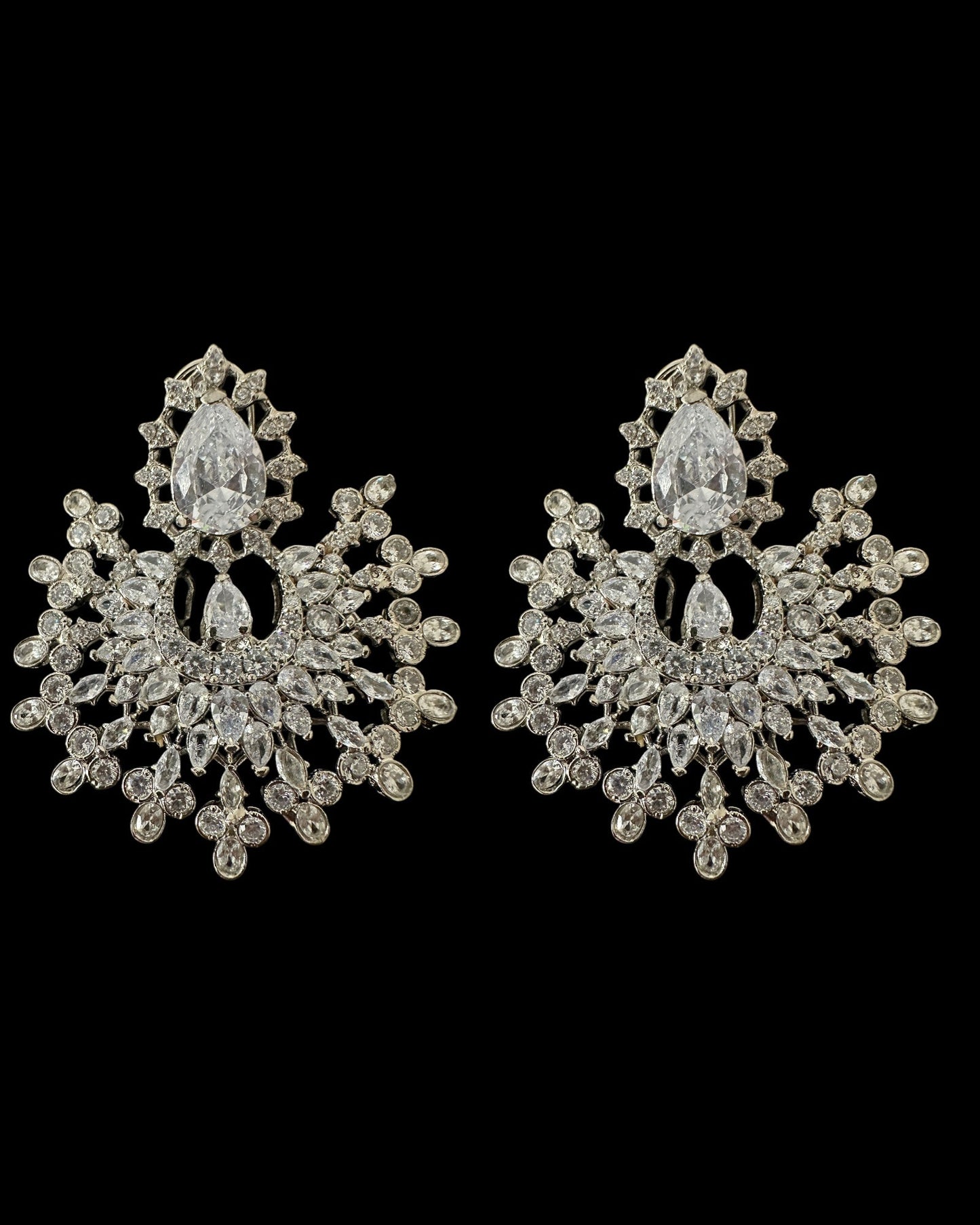 DJET95 Subhana silver plated chandbali earrings tika set ( READY TO SHIP )