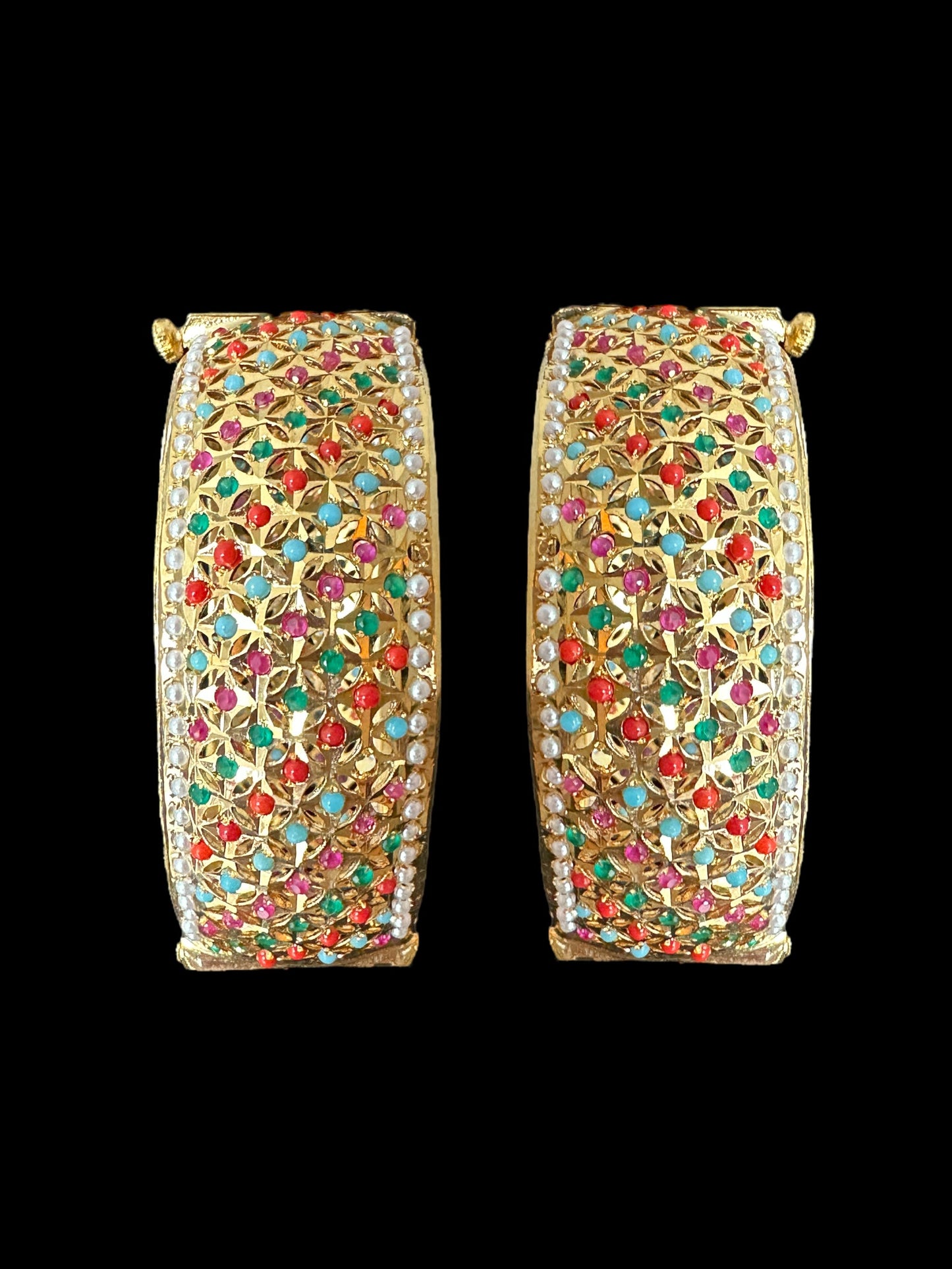 B189 Navratan jadau bangles(READY TO SHIP )