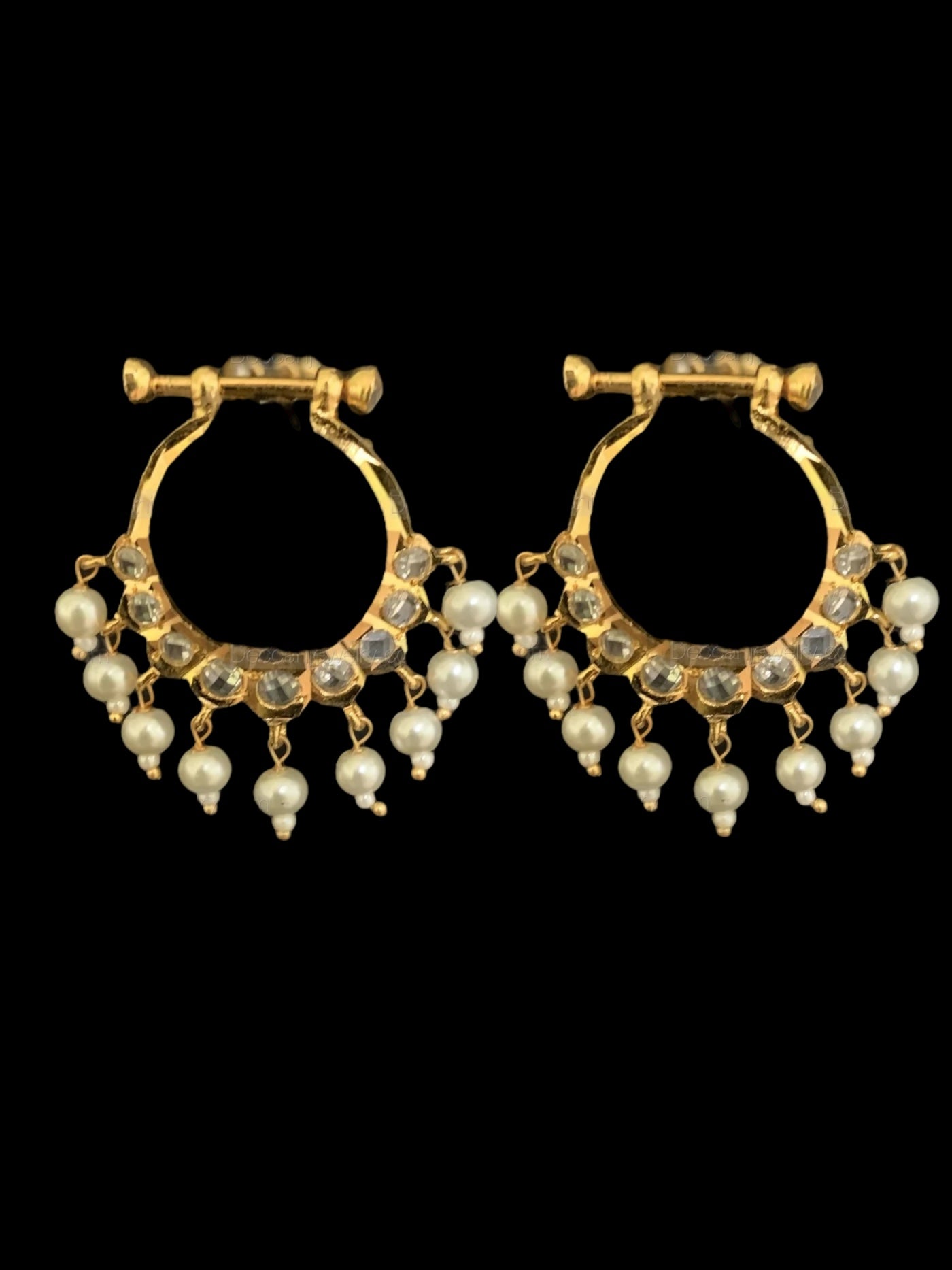 DER630 Sarah Hyderabadi chandbali in medium sized (READY TO SHIP )