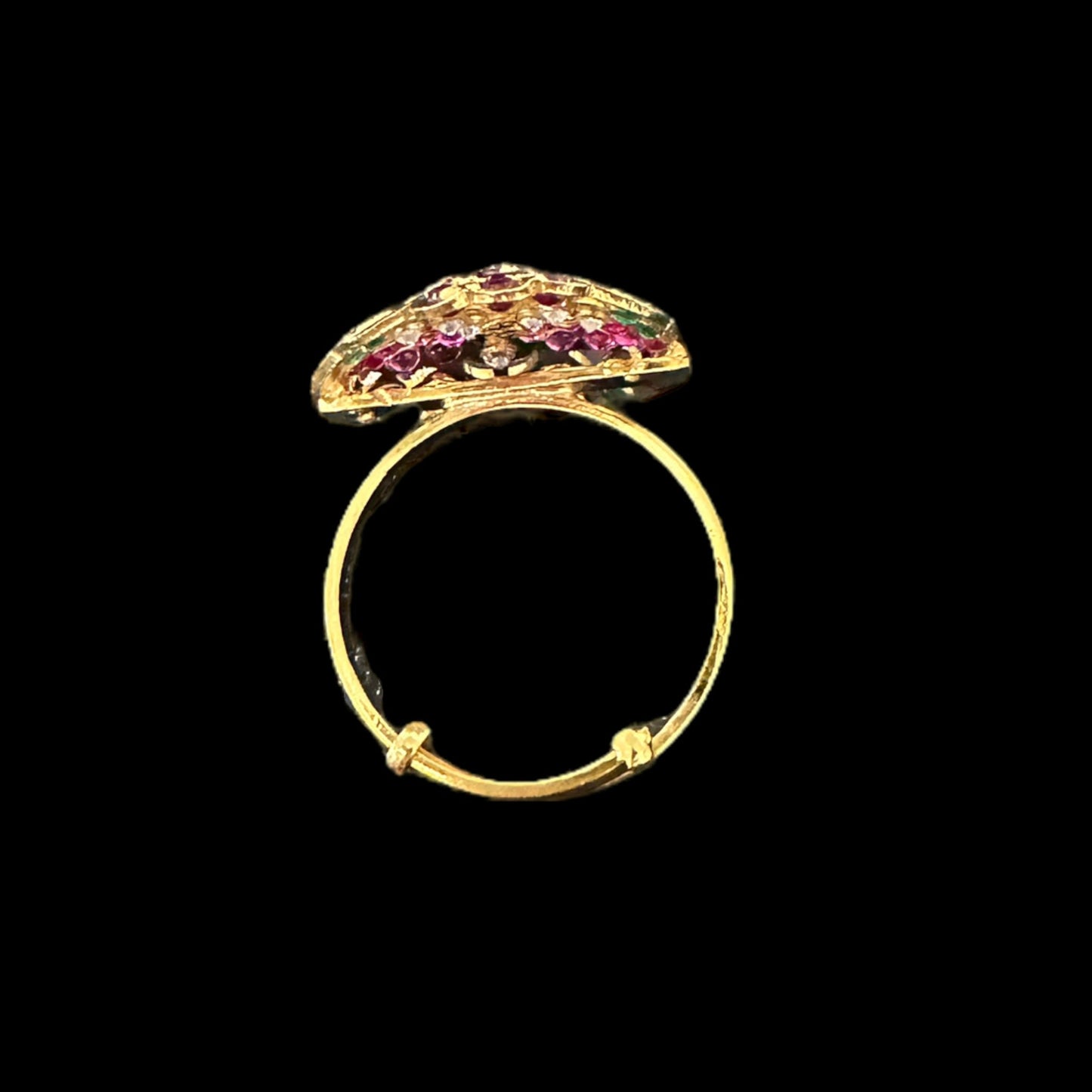 Gold plated silver ring in ruby emerald and zircon ( READY TO SHIP )