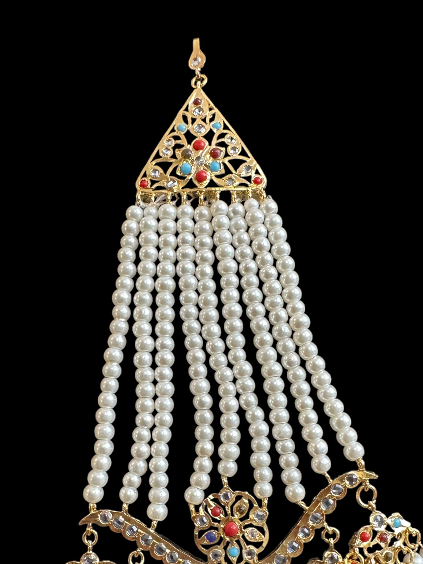 DJHR112 Diya jhoomar in red green ( READY TO SHIP )