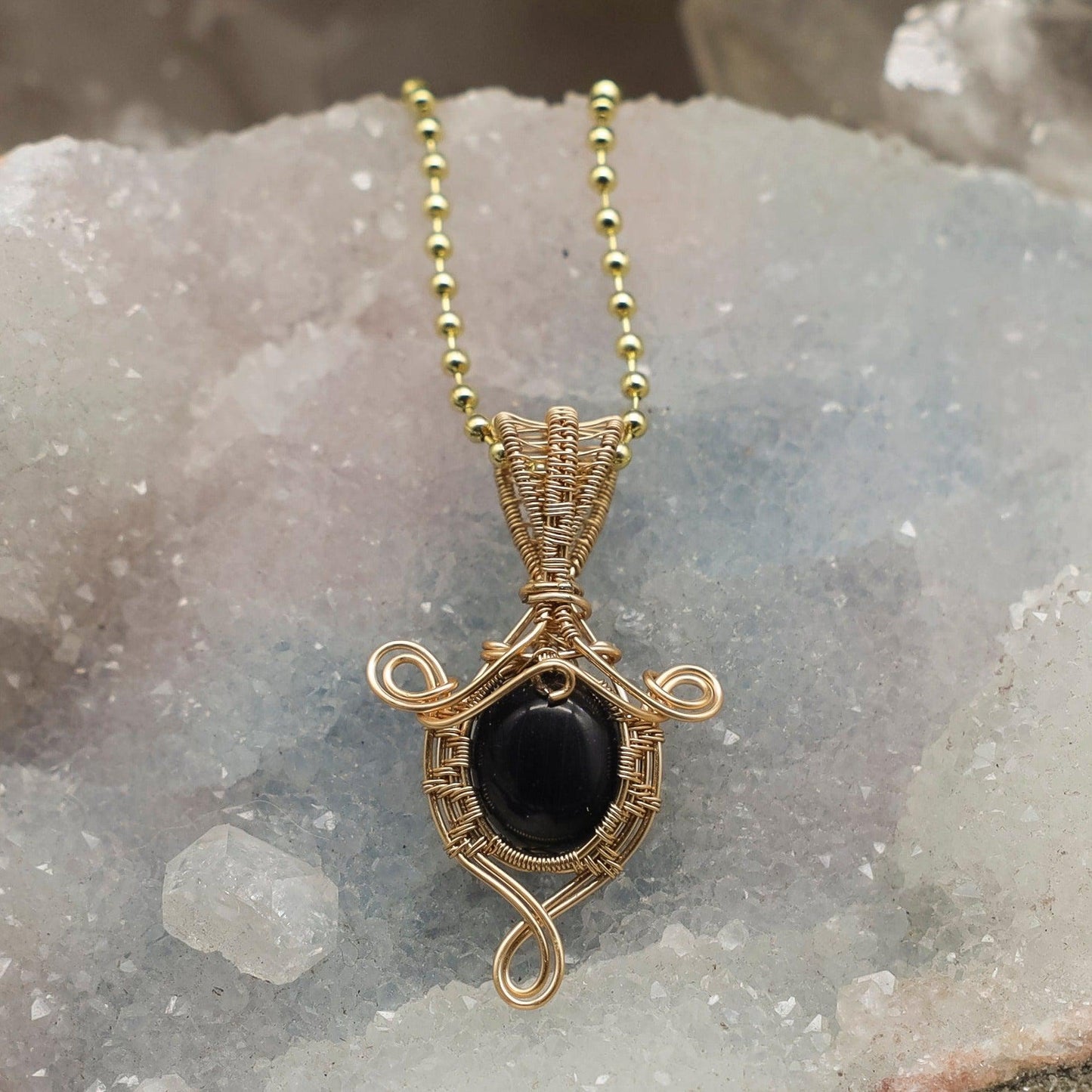 Blue Sandstone Wire Wrap Crystal Pendant