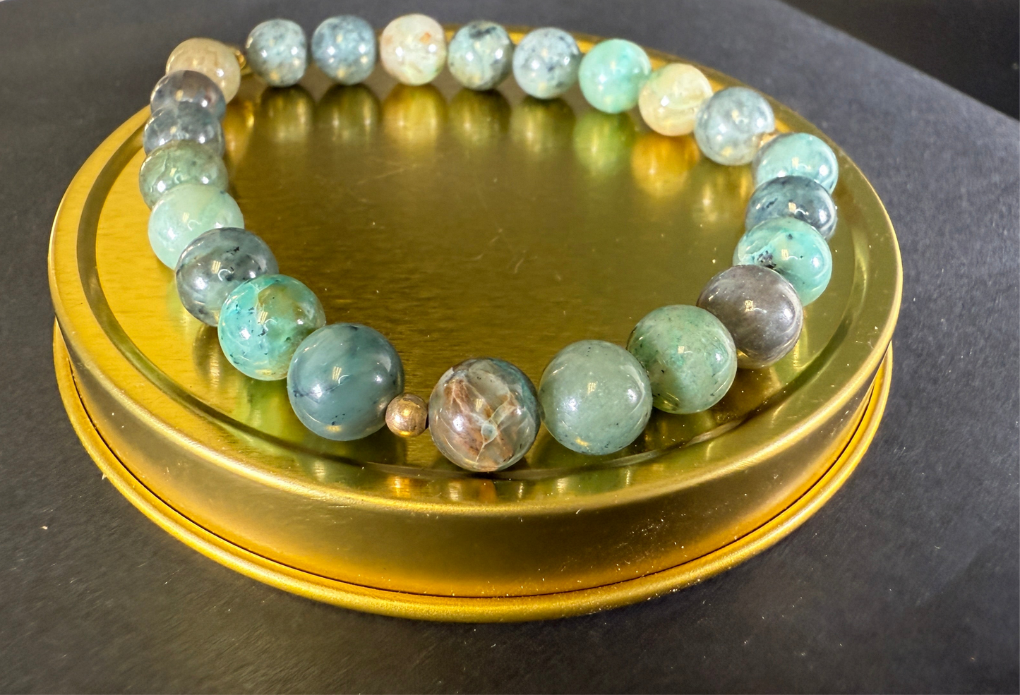 Genuine Chrysocolla Stone Crystal Bracelet with 14k Gold Filled Spacers 7 - 11