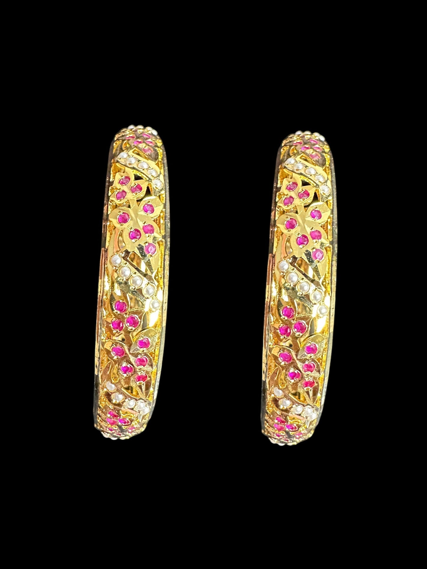 B311 Jadau bangles ( Ruby pearl ) ( READY TO SHIP)