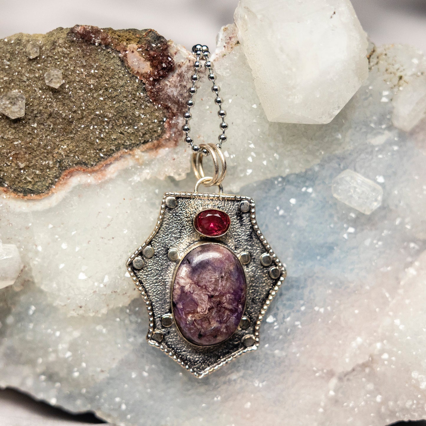 Charoite On 925 Silver Pendant