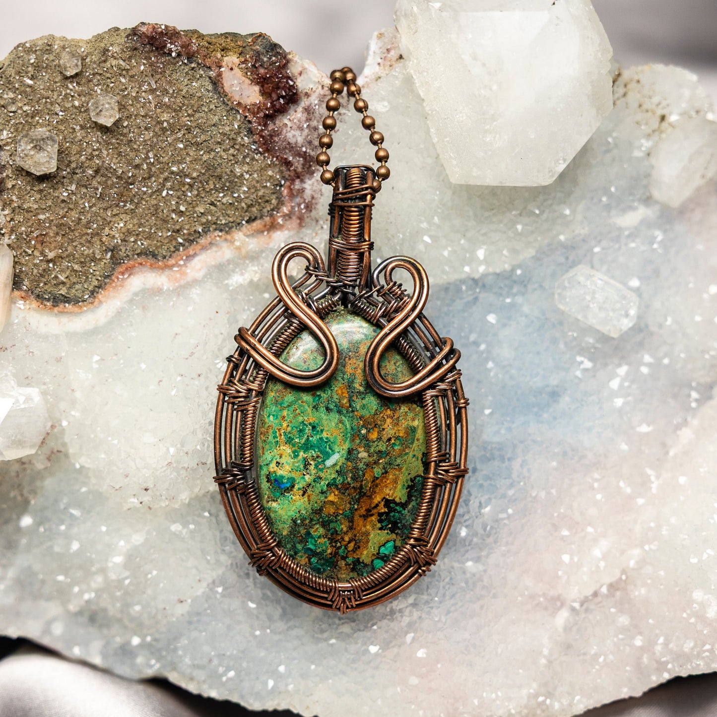 Chrysocolla Wire Wrap Crystal Pendant