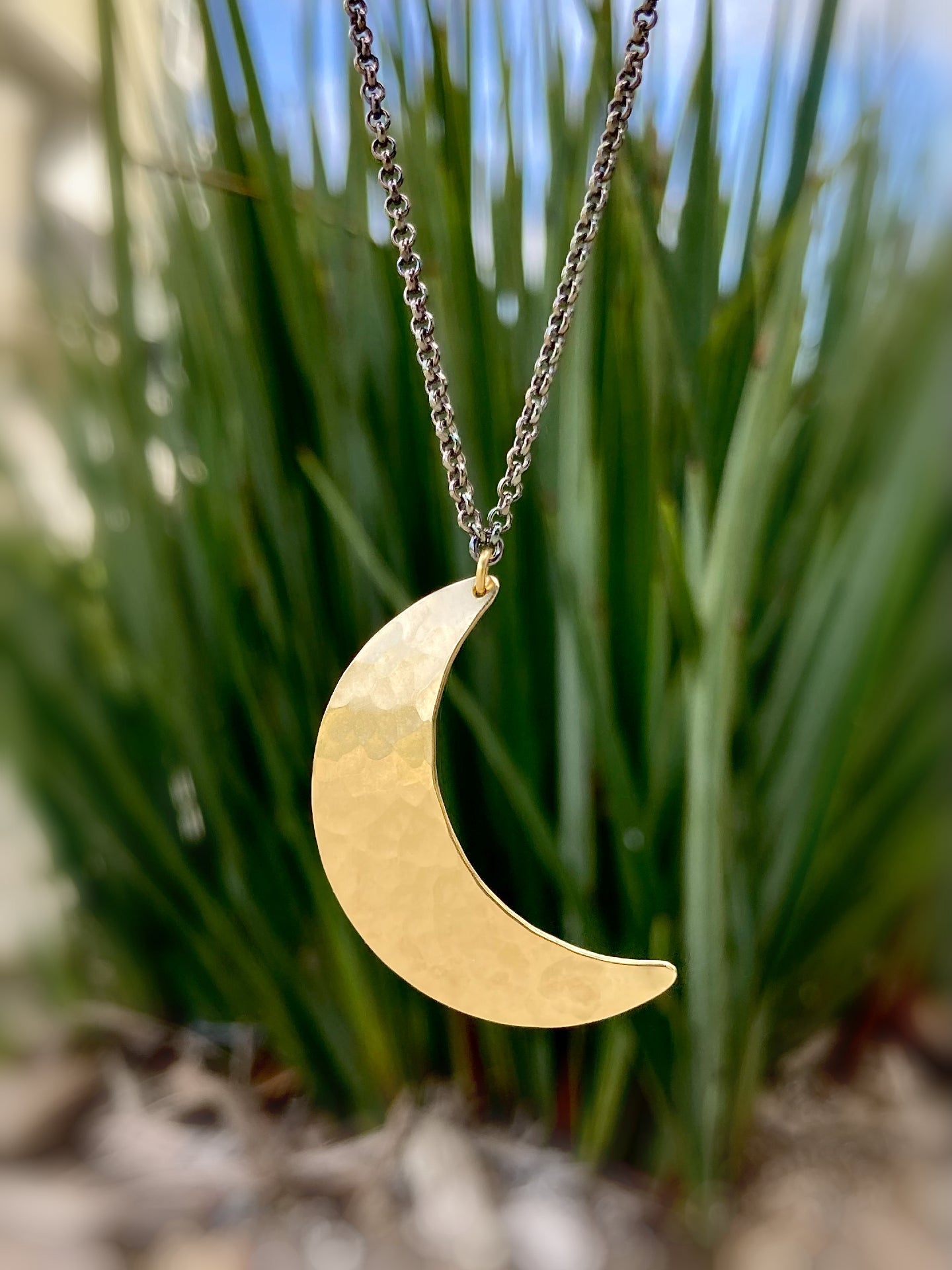 Crescent Moon Necklace in Brass | Moon Phase Necklace