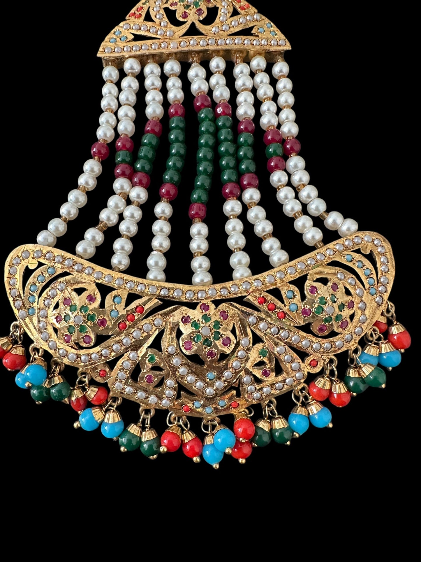 DJHR135 Hema jadau jhoomar in Navratan / multicolor ( READY TO SHIP )