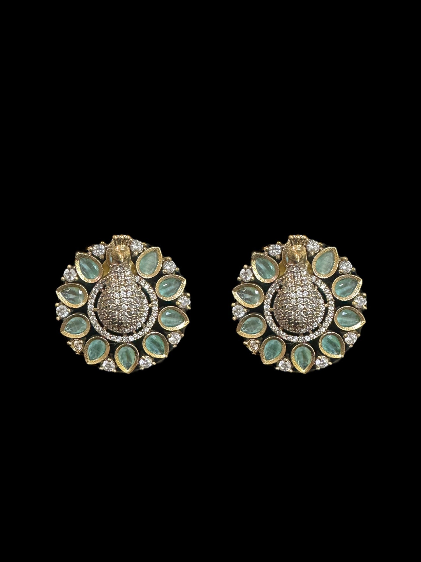 Cz choker - peacock style - mint ( READY TO SHIP )