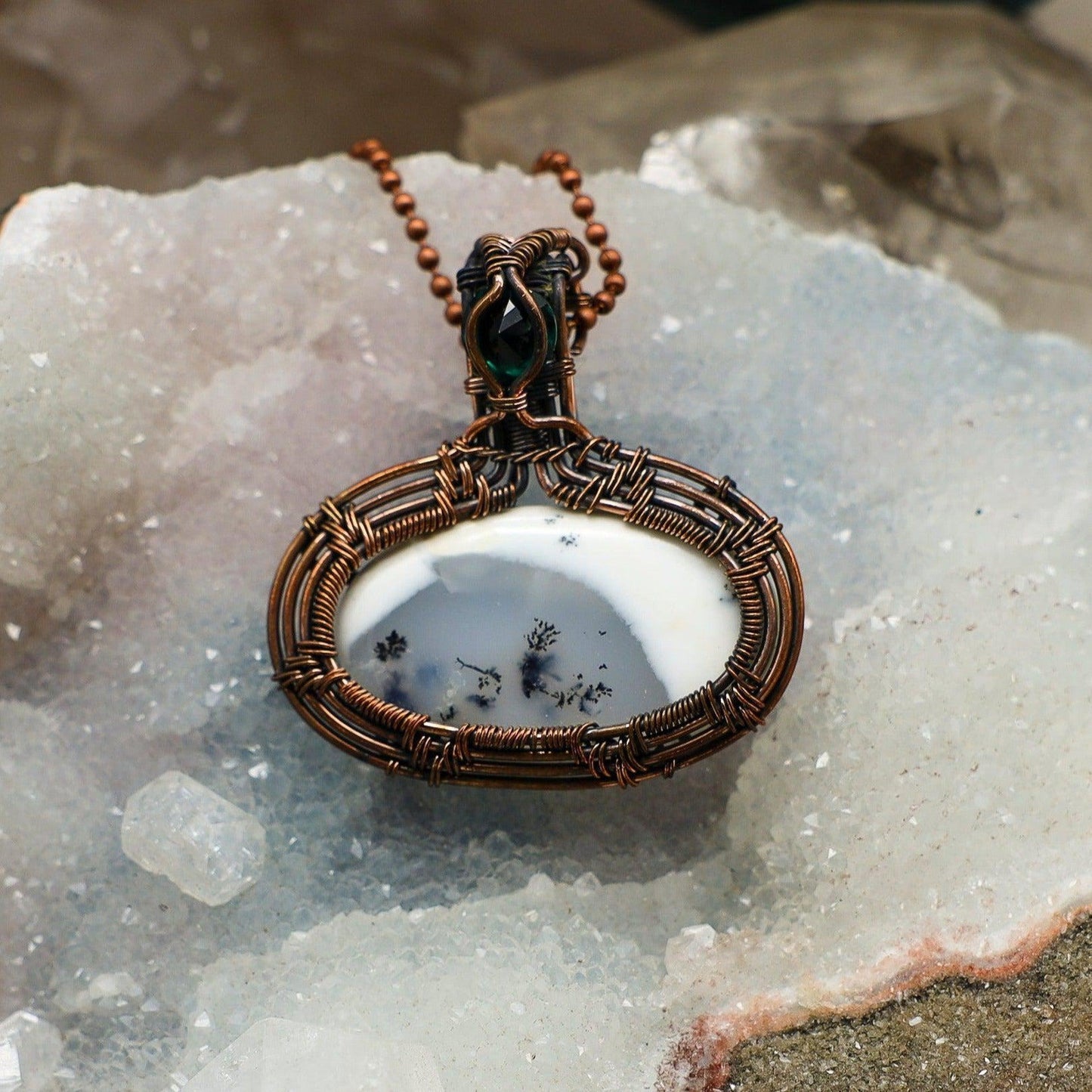 Dendritic Agate Wire Wrap Crystal Pendant