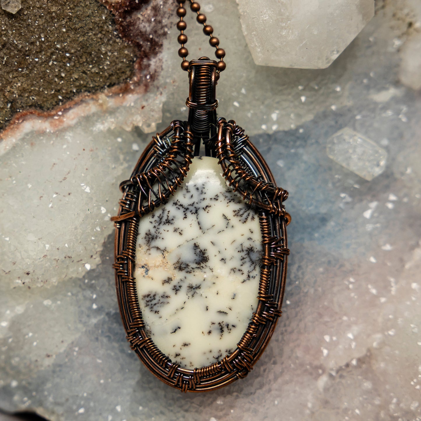 Dendritic Agate Wire Wrap Crystal Pendant