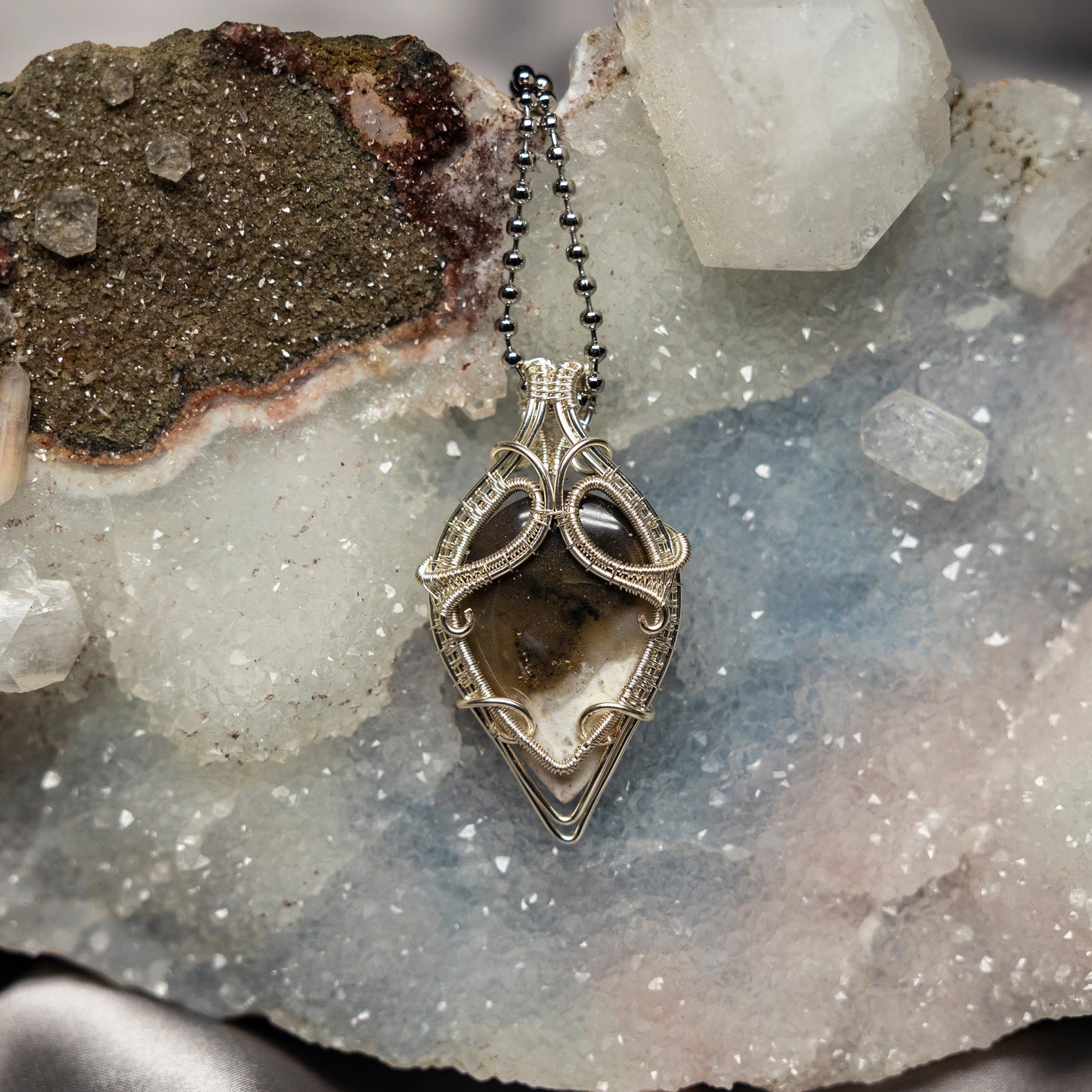Dendritic Agate Wire Wrap Crystal Pendant