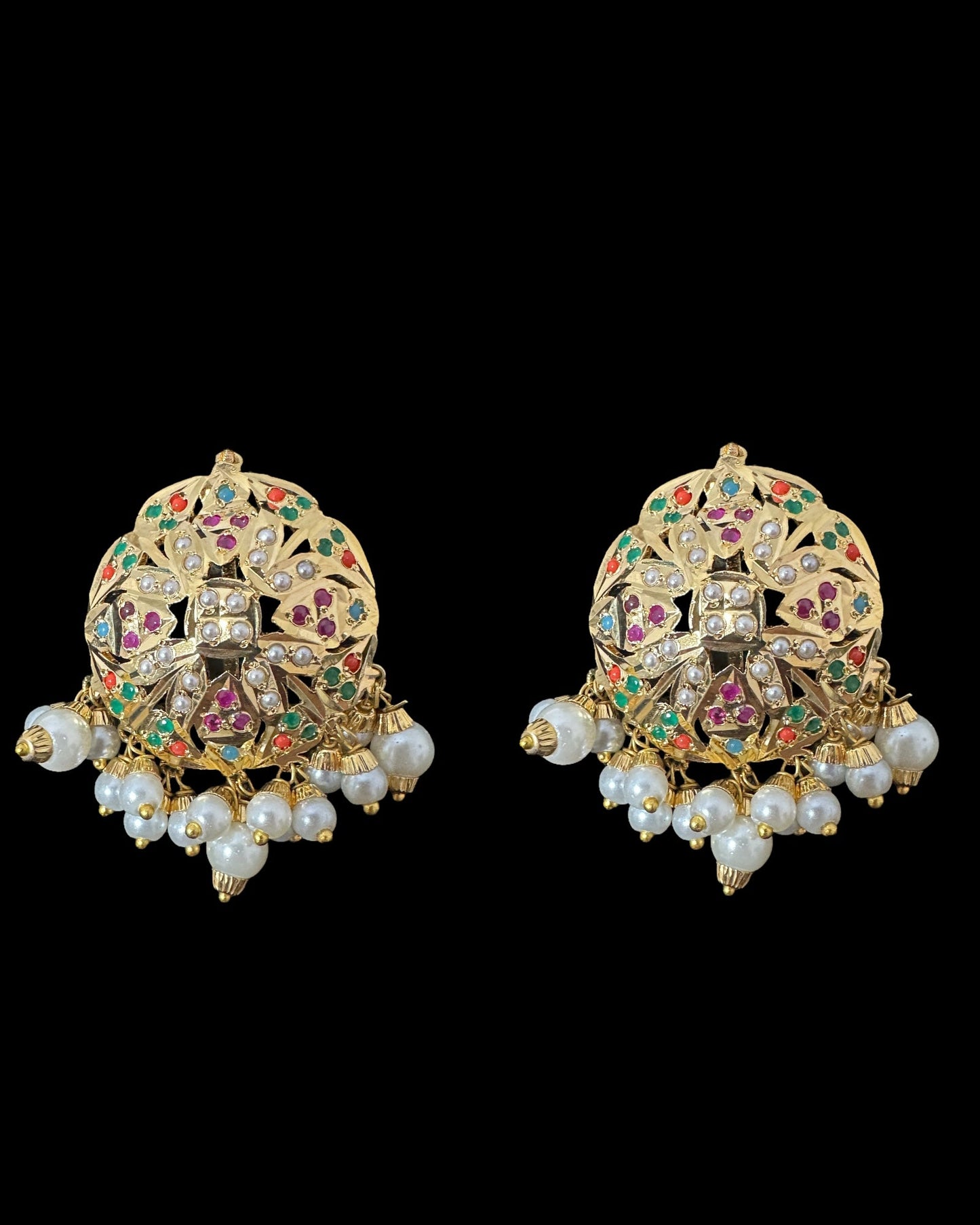DNS193 Alea punjabi Jadau necklace set - Navratan (READY TO SHIP)