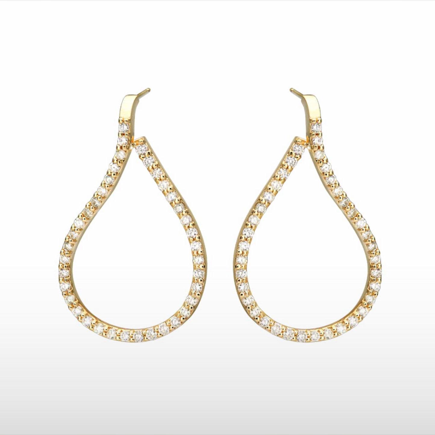 Natural Diamond Front Profile Hoop Earrings in 14K Yellow Gold – 1.67ctw