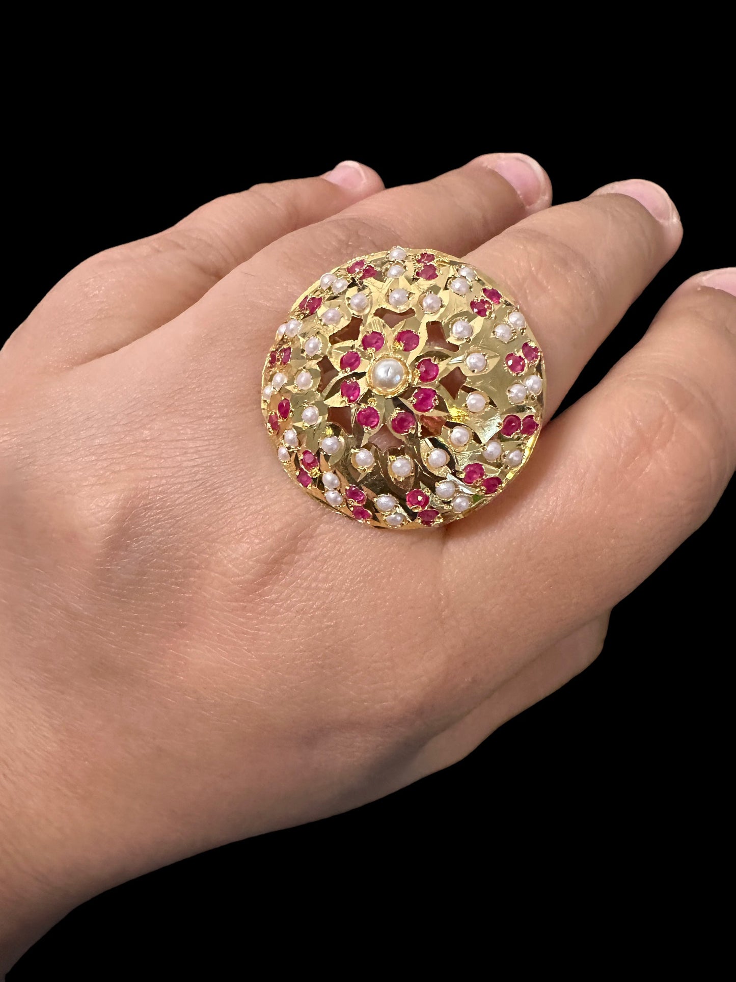 DJR101 Jadau ring - Ruby pearl ( READY TO SHIP )
