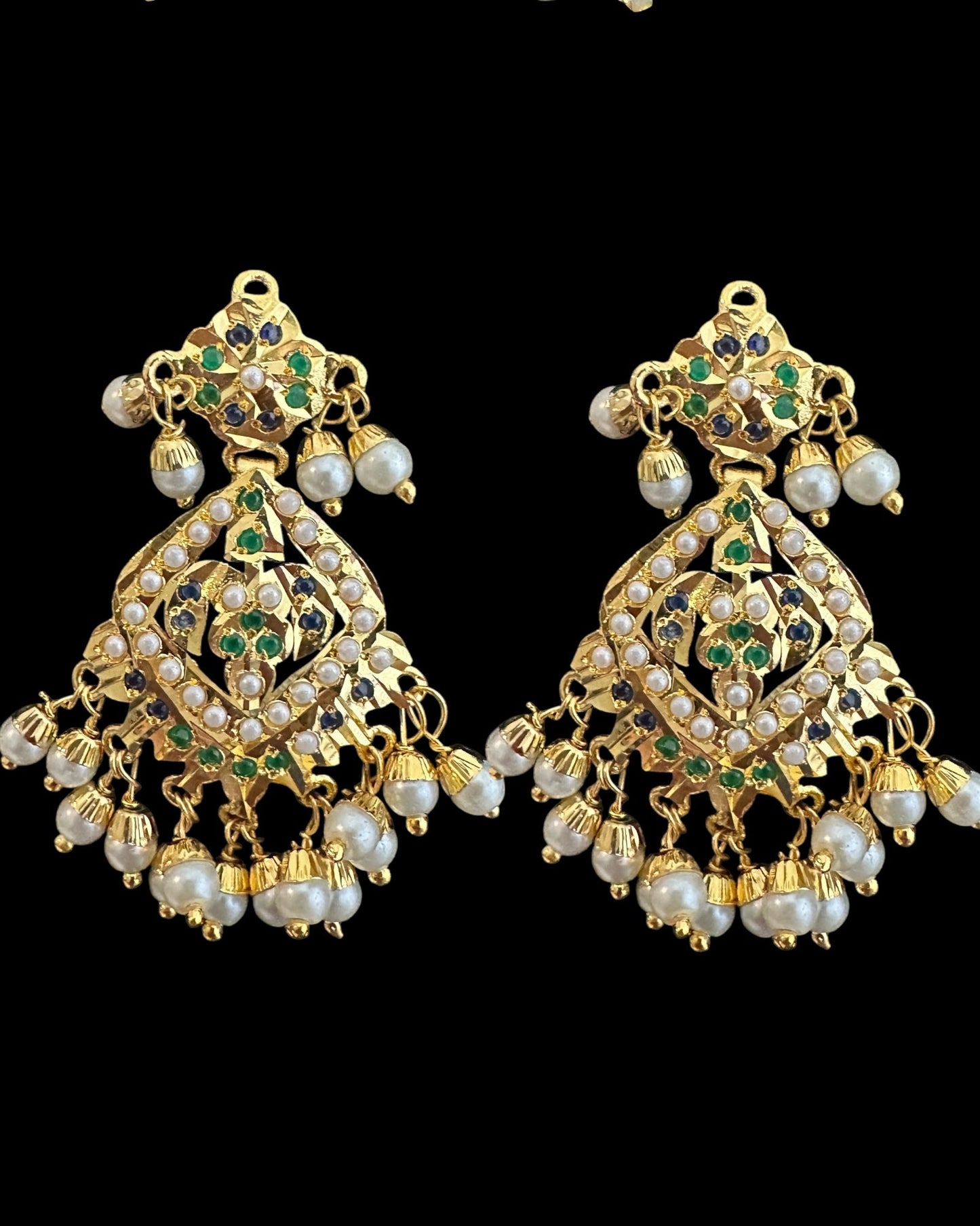 DNS174 jadau necklace in emerald sapphire ( READY TO SHIP )