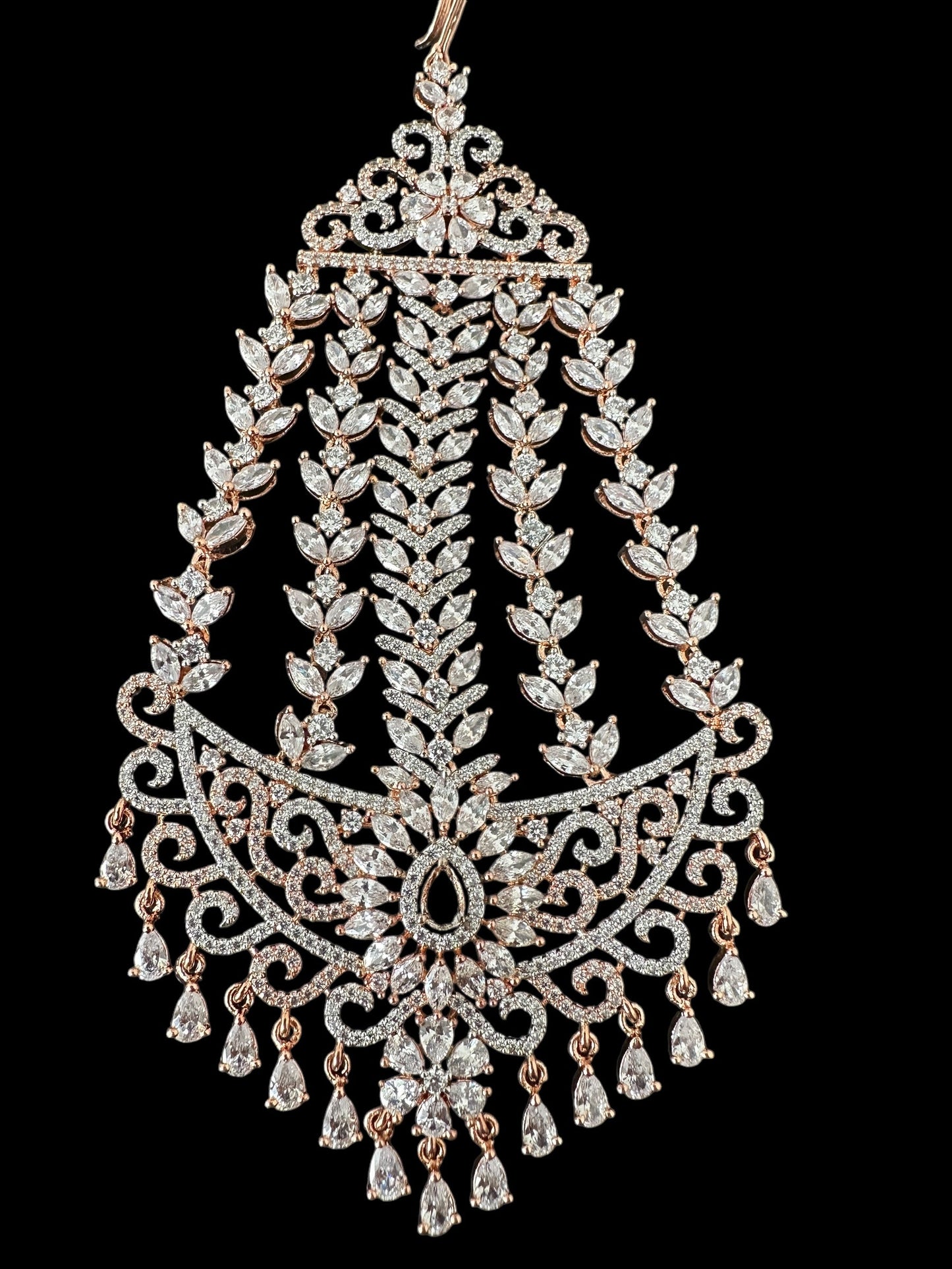 DJHR142 Mansi Cz jhoomar in rose gold plating ( READY TO SHIP )