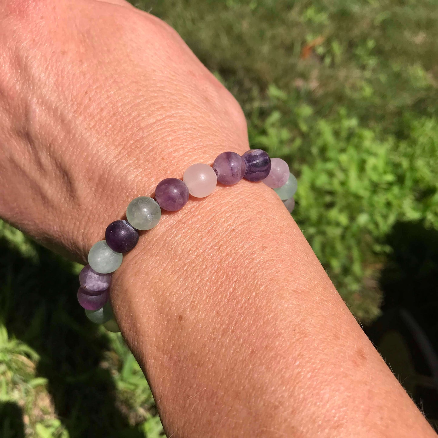 Fluorite Frosted Bead Bracelet