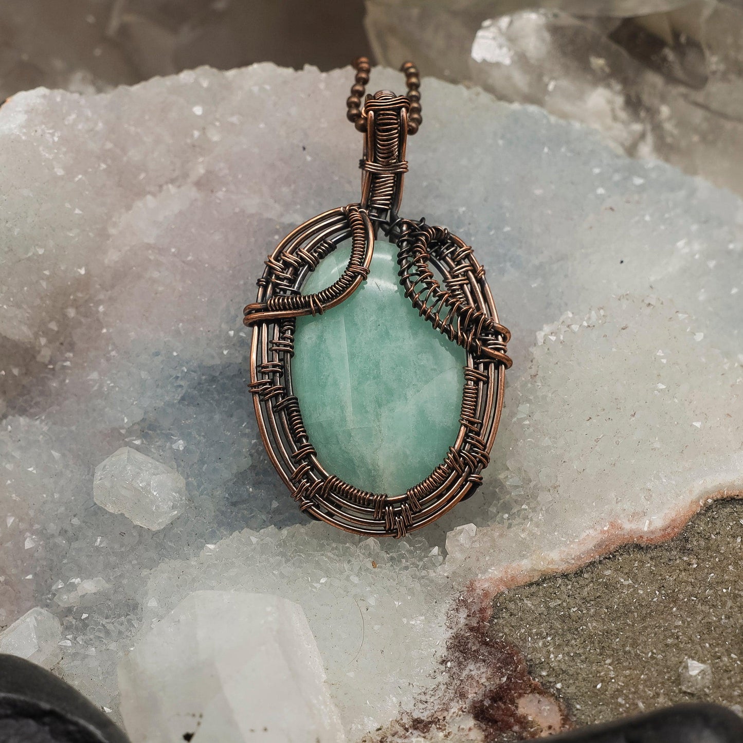Green Calcite Wire Wrap Crystal Pendant