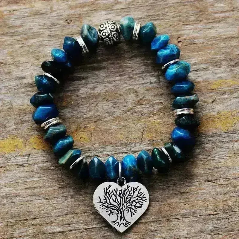 Tree of Life Apatite Bracelet ā Natural Stone Vegan Jewelry