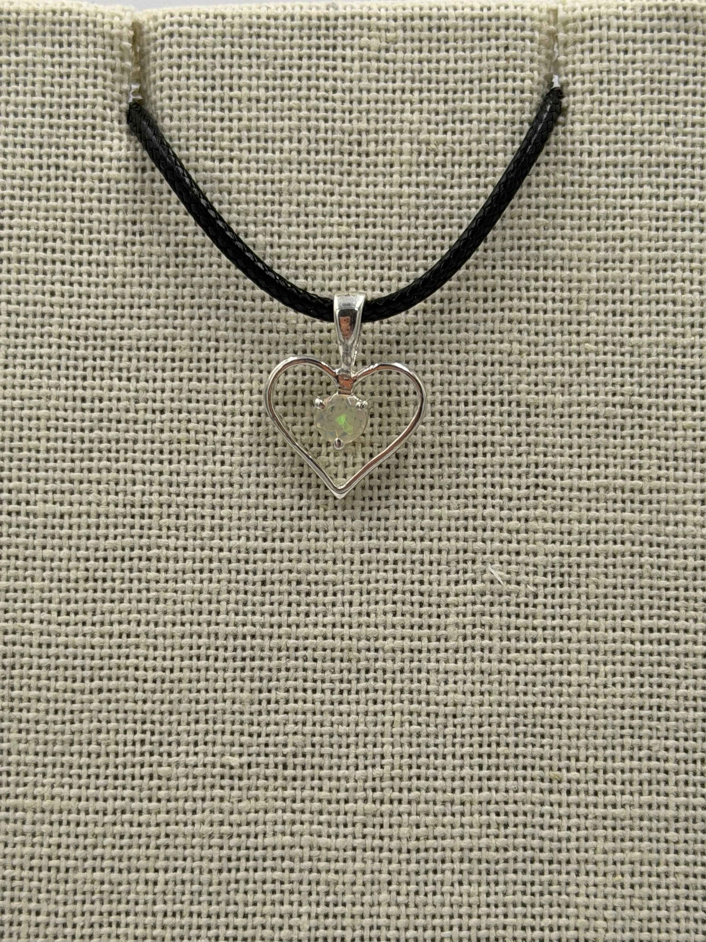 Sterling Silver Heart Ethiopian Opal Pendant