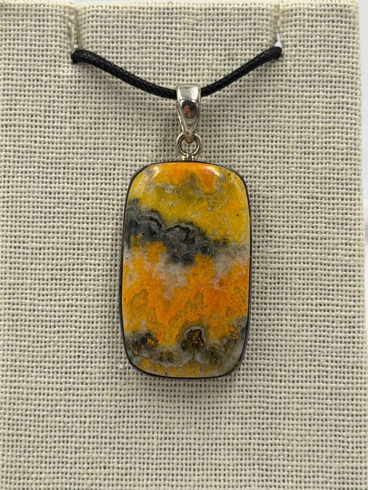 Sterling Silver Rectangle Bumblebee Jasper Pendant
