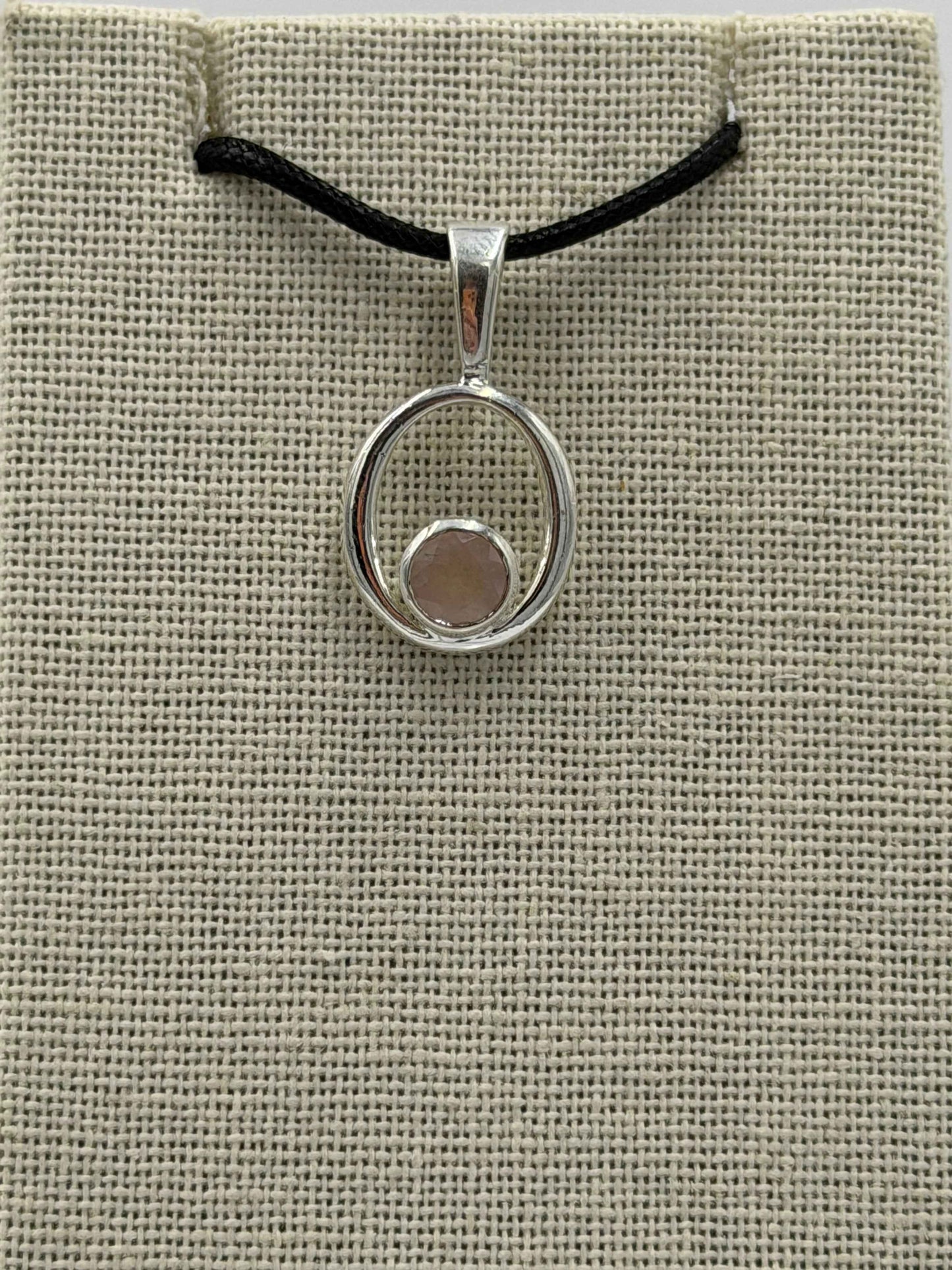 Sterling Silver Open Bubble Rose Quartz Pendant