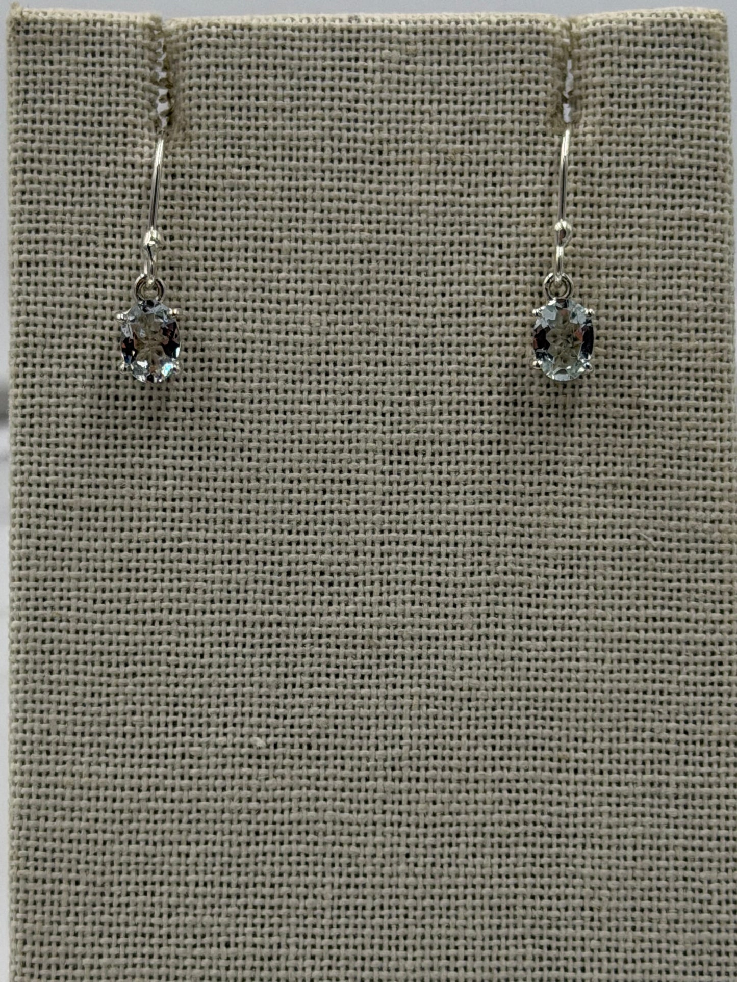 Sterling Silver Oval Aquamarine Dangle Earrings Size 1
