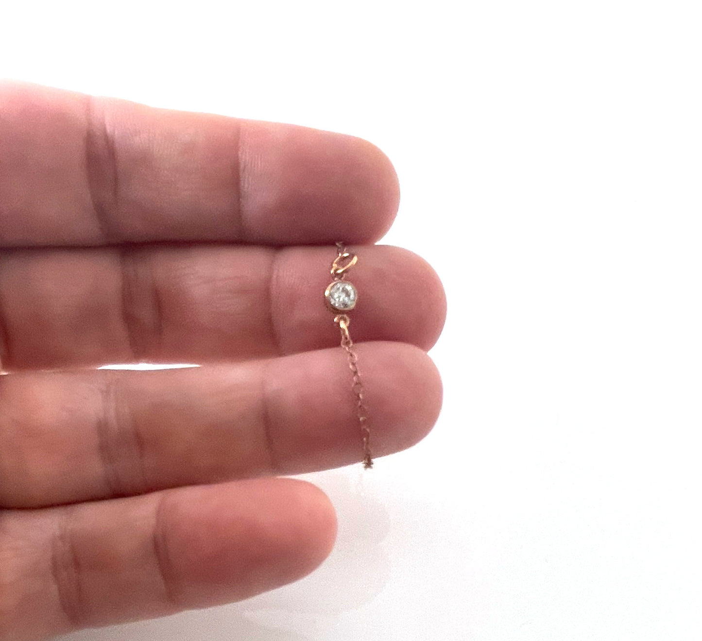 Dainty 14K Rose Gold Filled Bracelet – 4mm CZ for Small Wrists