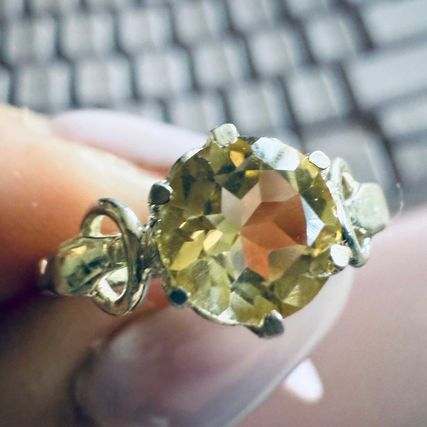 Citrine Round Filigree Ring – Sterling Silver – Size 7
