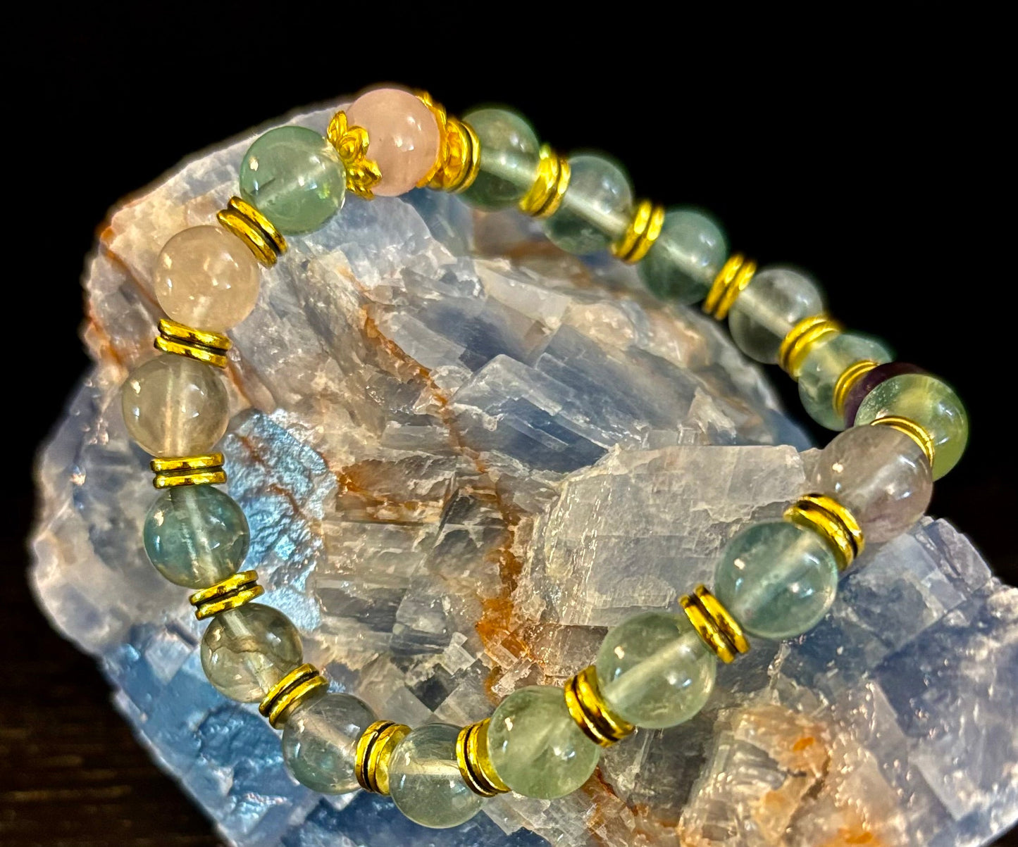 Find Your Calm with Our Inner Peace Rainbow Fluorite & Rose Quartz Bracelet