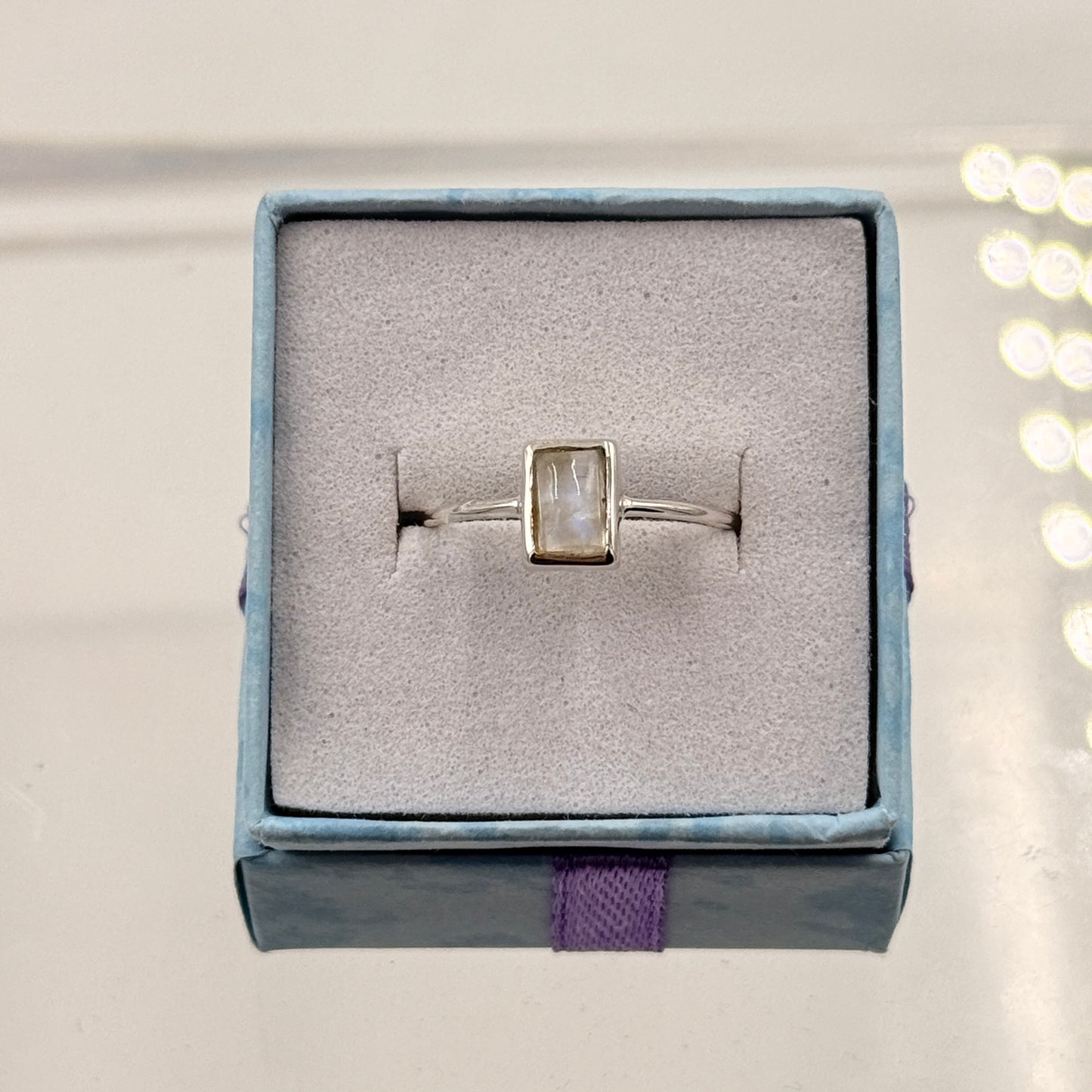 Dainty Rainbow Moonstone Ring