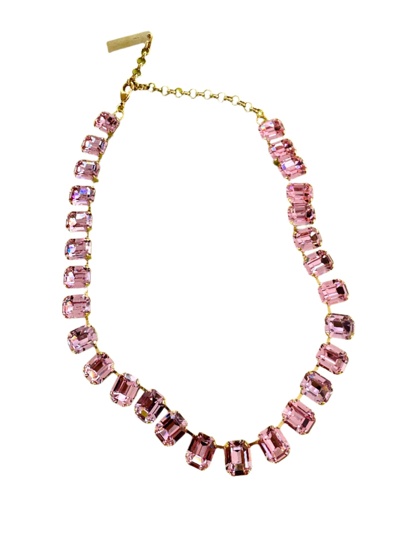 Cara Pink Crystal Square Cut Necklace