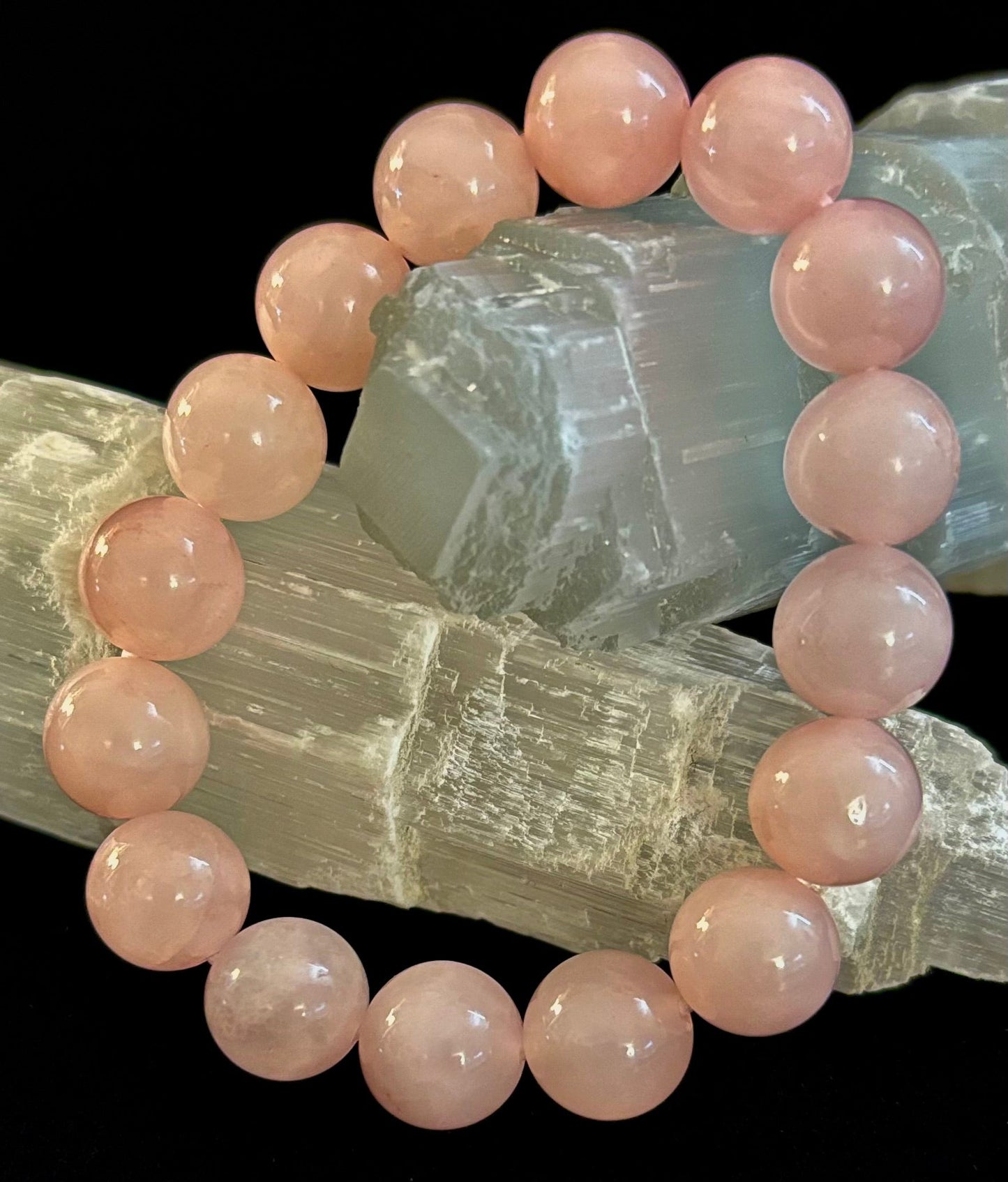 Rose Quartz Healing Bracelet – Love • Compassion • Emotional Balance (8mm, 10mm, 12mm Beads)