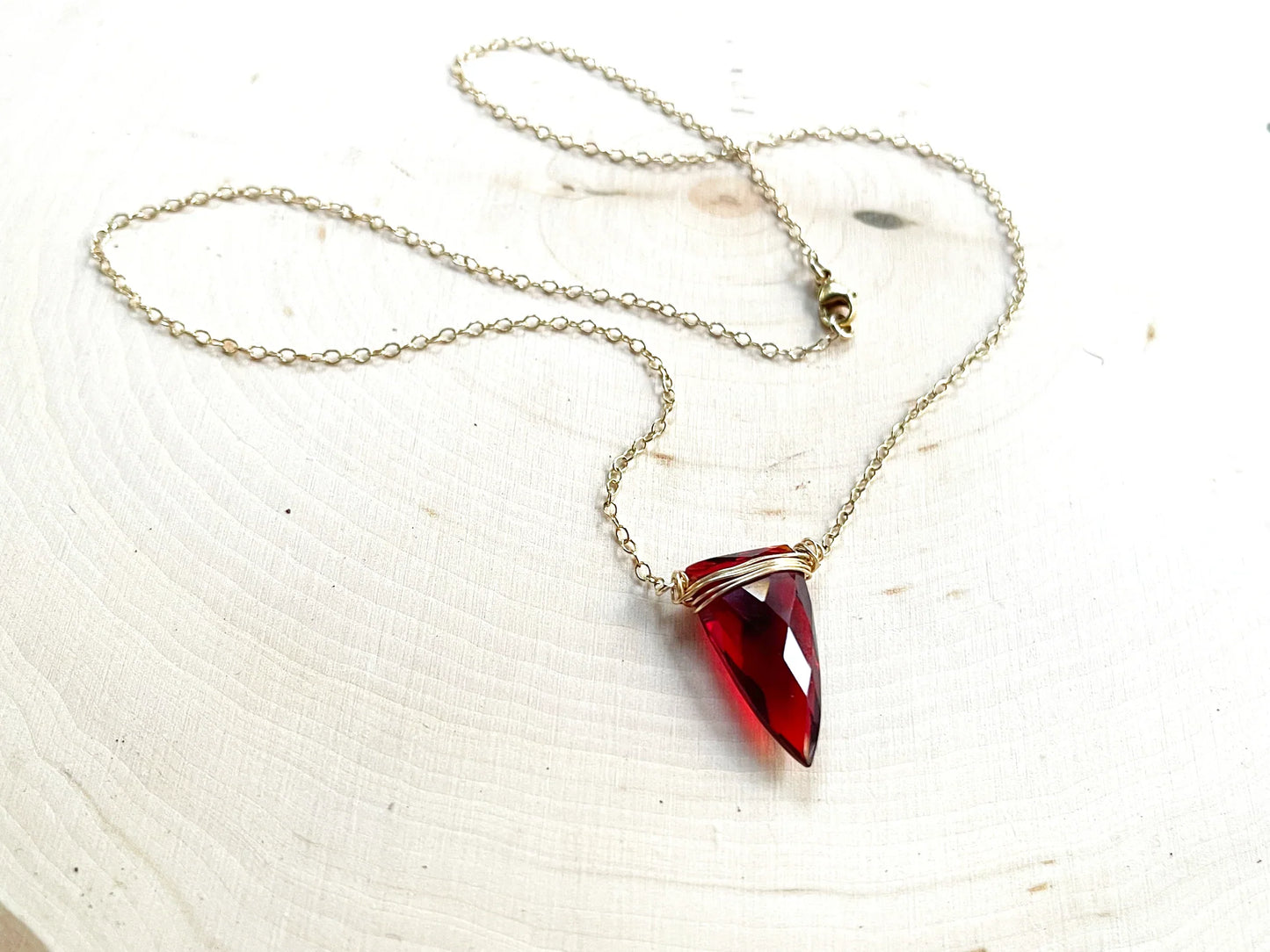 Red Quartz Wire Wrapped Necklace