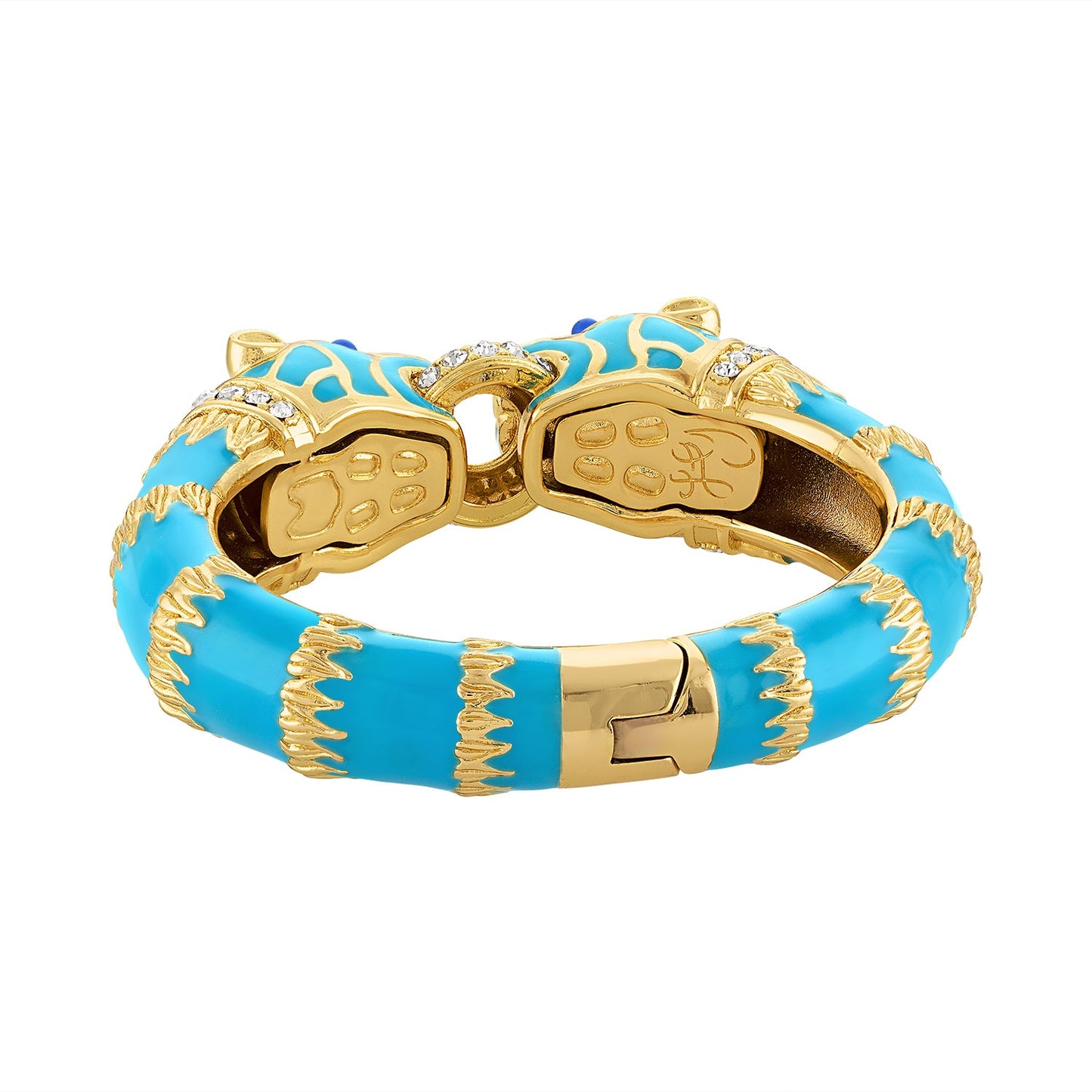 Turquoise Enamel Double Panther Bracelet