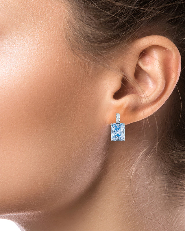 Aquamarine CZ Petite Drop Earrings