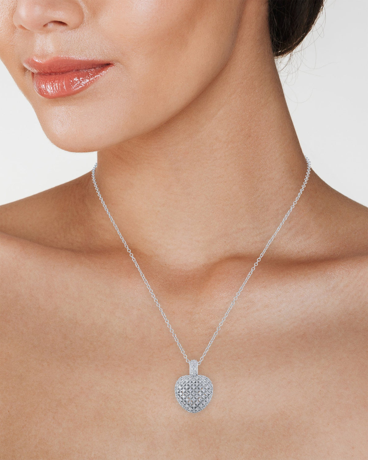 Pave Heart Pendant Necklace