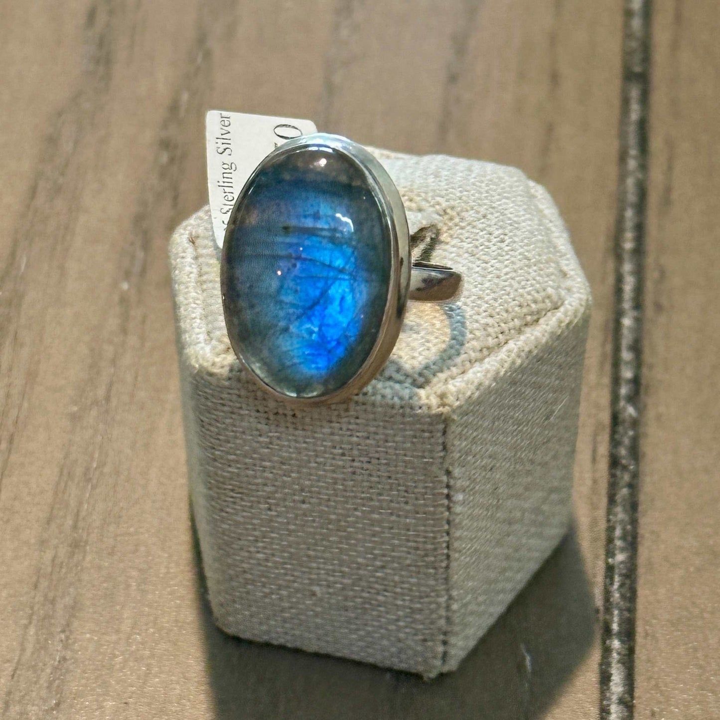 Labradorite Teardrop & Oval Dual-Flash Ring – Sterling Silver – Size 6 & 9
