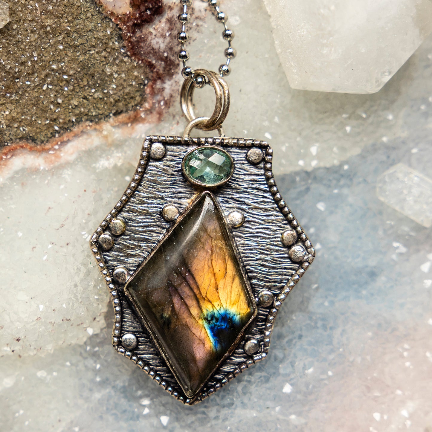 Labradorite On 925 Silver Pendant