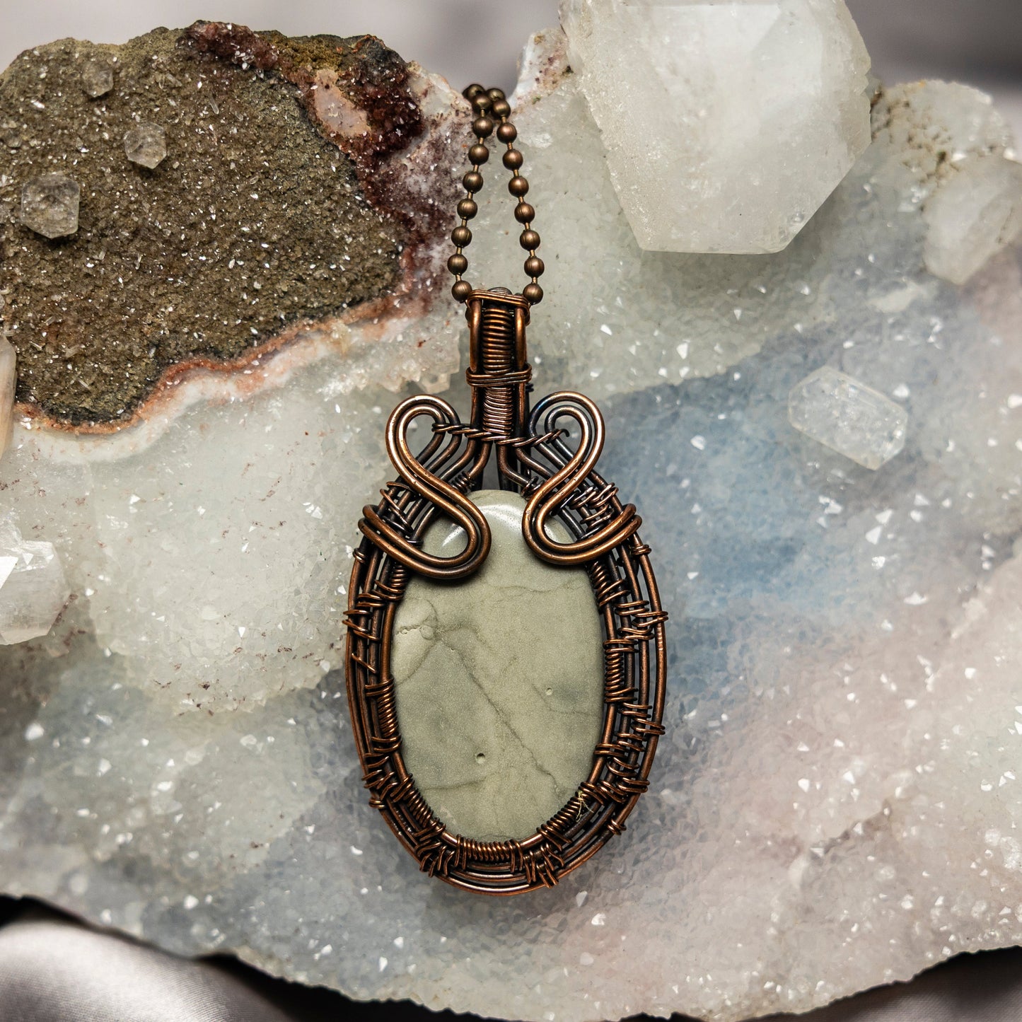 Magnesite Wire Wrap Crystal Pendant