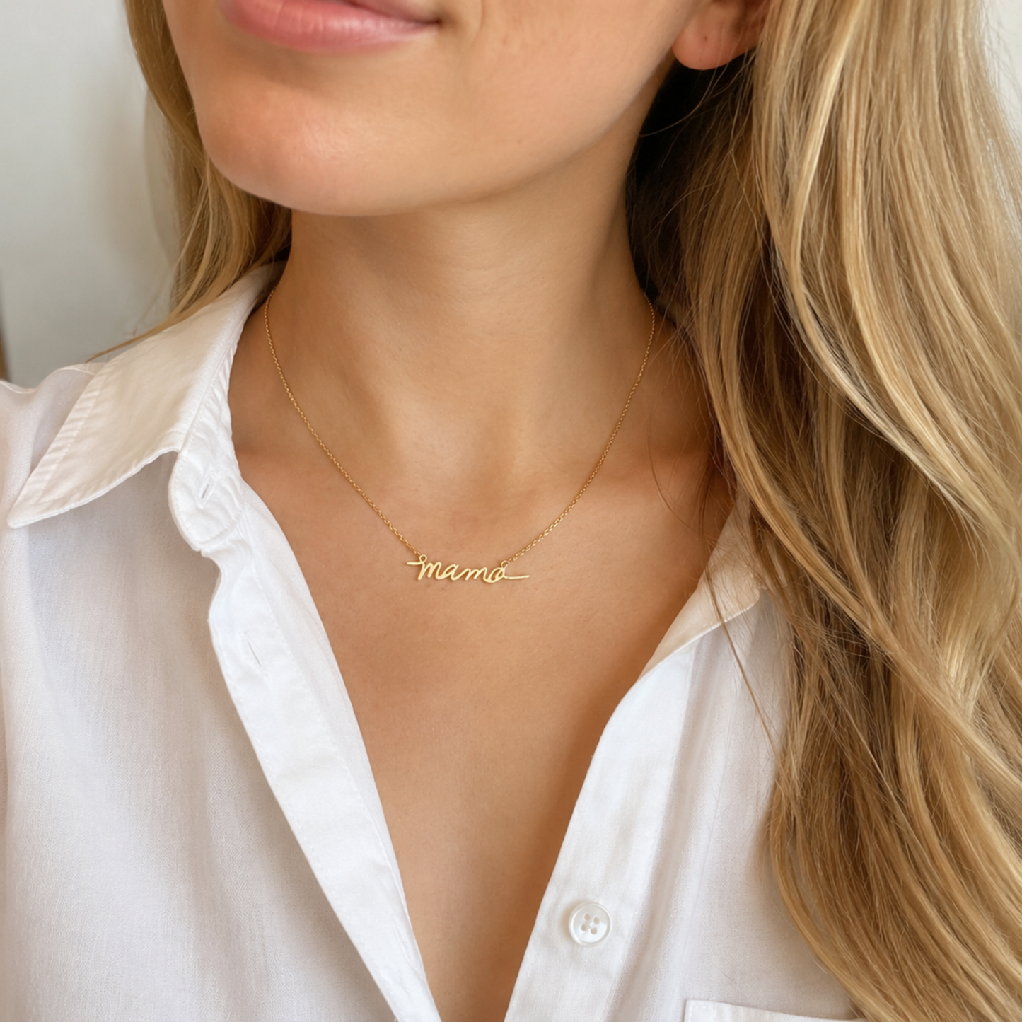 Mama Script Necklace