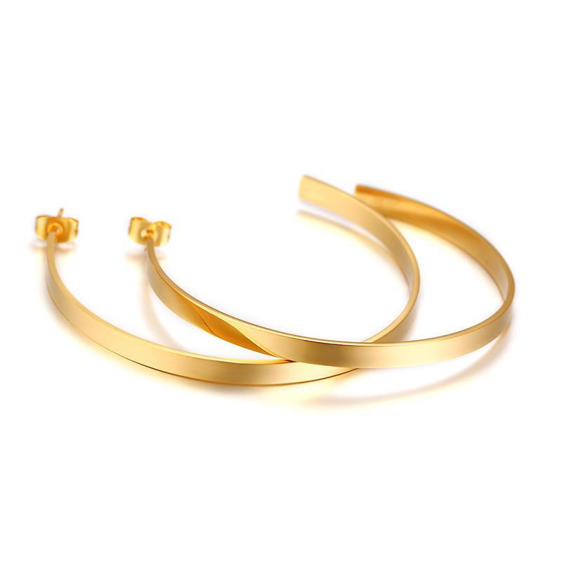 American Minimalist Large Flat Hoop Titanium Rings