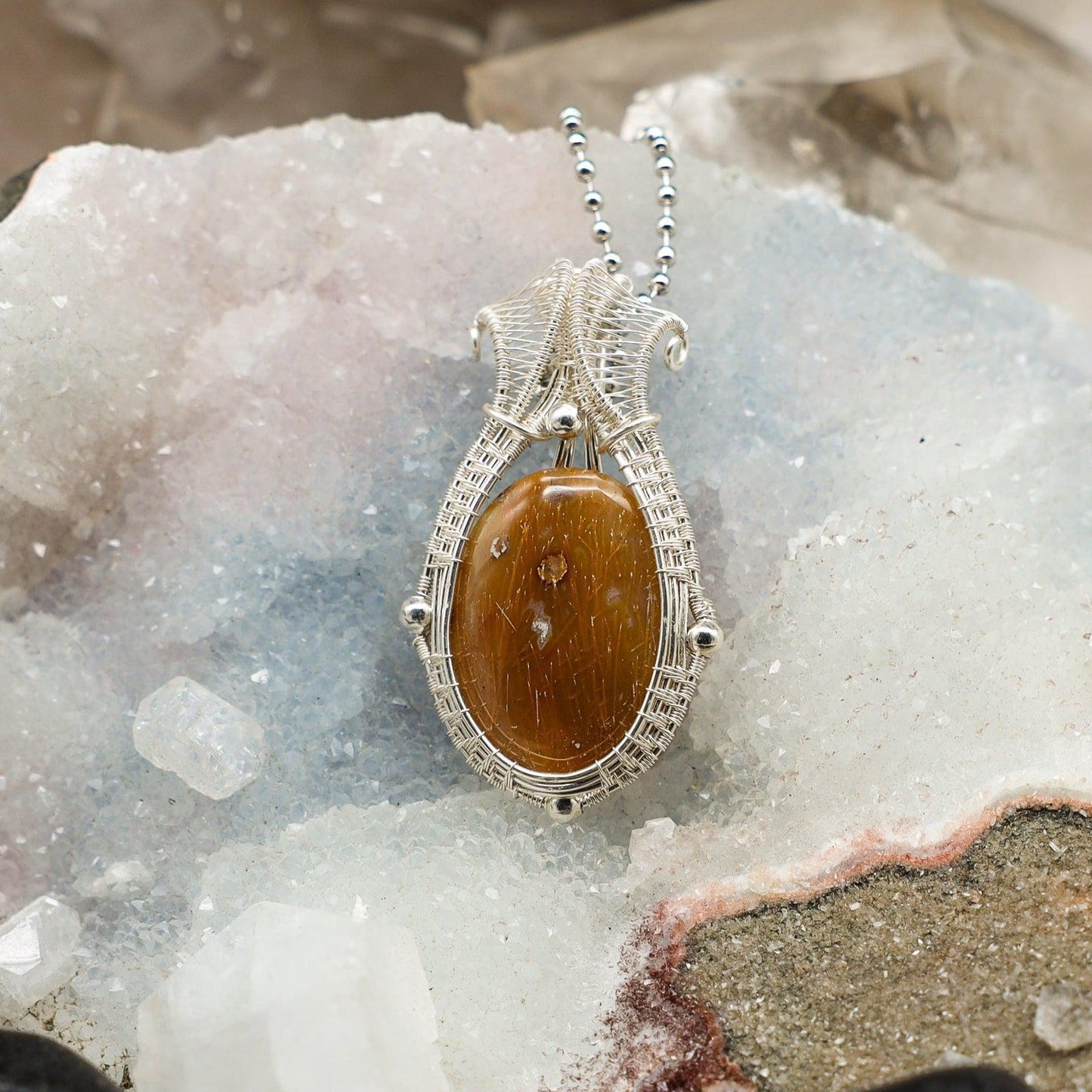 Orca Agate Wire Wrap Crystal Pendant